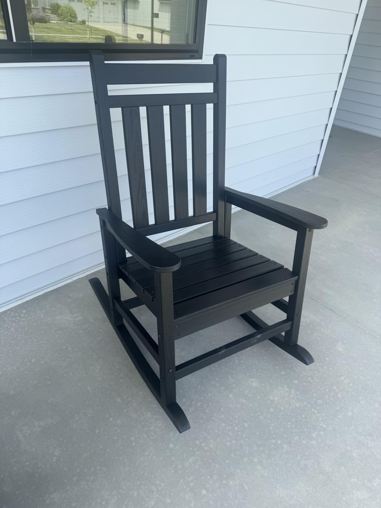 SERWALL Outdoor Rocking Chair Set of 2, HDPE Rocking Chair for Adult, Grey customer photo 1