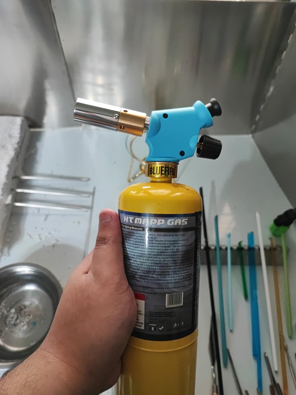 BLUEFIRE propane torch Handy Torch Head Push Button Trigger Start Nozzle Torch Fuel Propane MAPP MAP PRO Gas Cylinder blowtorch is suitable for welding Soldering Brazing Cooking Glass Beads DIY(torch) customer photo 1