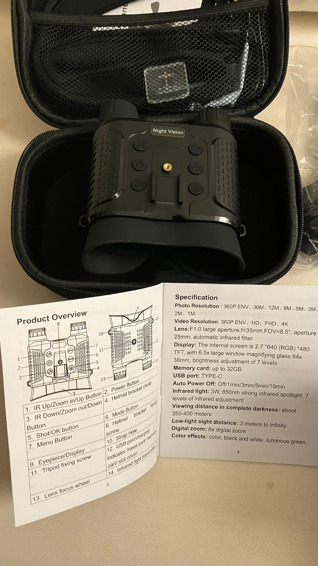 Night Vision Goggles（2nd Generation Upgrade）-Night Vision Binoculars,1312FT Digital Infrared Head Mounted Night Vision,Compatible with Military Tactical FastMICH Helmet customer photo 1