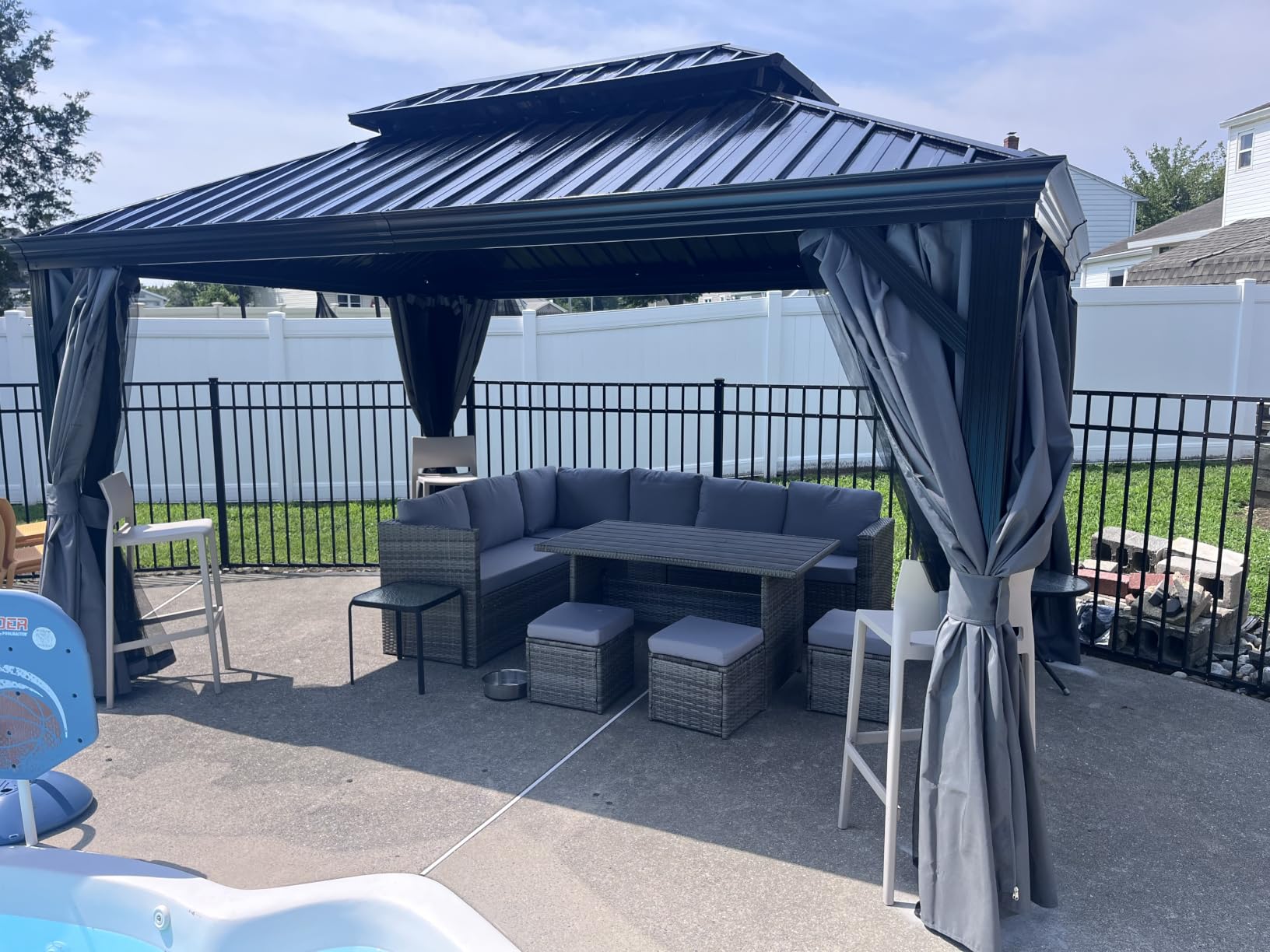 Wumiokio Patio Furniture Set, 7 Pieces Outdoor Patio Furniture with Dining Table&Chair, All Weather Wicker Conversation Set with Ottoman,Brown Rattan & Ivory Cushions (Include Sofa Dust Cover) customer photo 1
