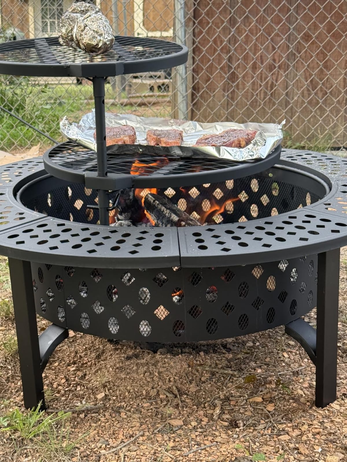 OutVue 36 Inch Fire Pit with 2 Grills,Wood Burning Fire Pits for Outside customer photo 2