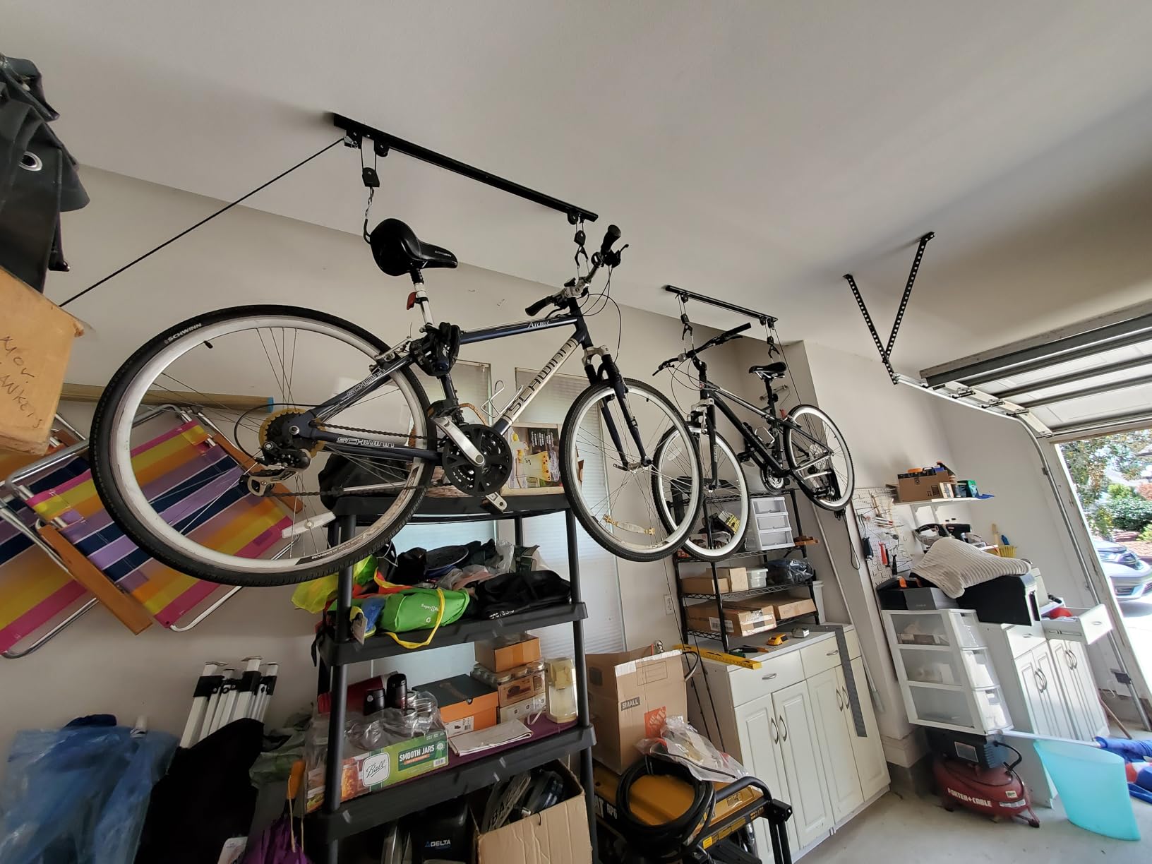 Bike Hoist- Heavy Duty for Space Saving - Road, Commuter & Mountain Bikes, Holds Kayaks & Ladders - No-Hassle Installation for Quick & Easy Access customer photo 1