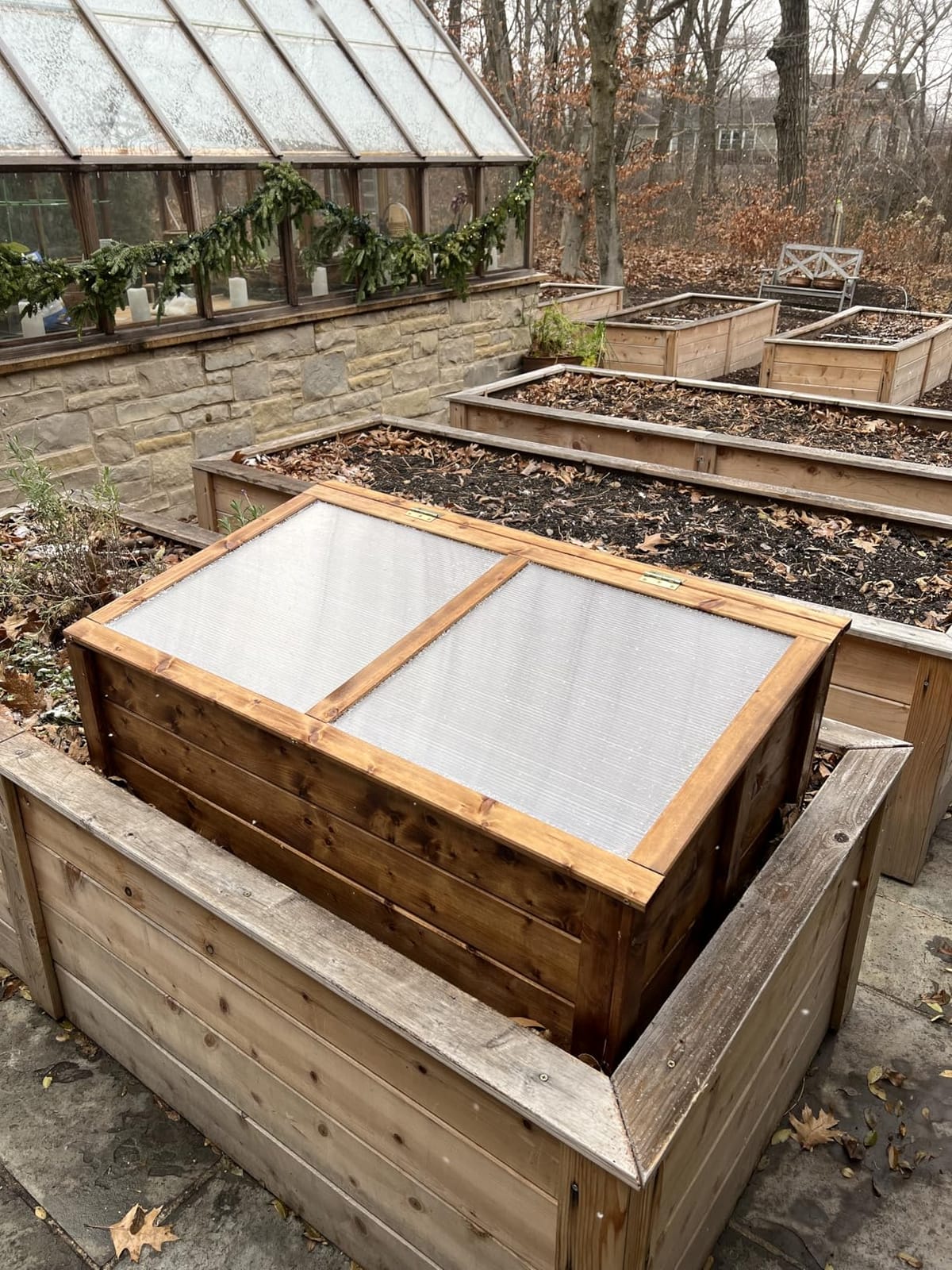 Wooden Cold Frame Greenhouse – Outdoor Mini Grow Box with Hinged Lid and Polycarbonate Cover – Treated Fir Wood for Seedlings & Plant Protection – 39.4” x 23.6” x 15.4” customer photo 1