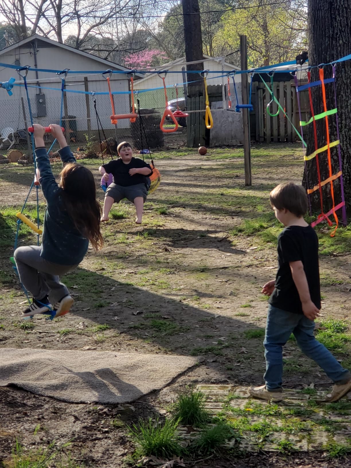 Hapfan 50 ft Ninja Warrior Obstacle Course Swing Set for Kids Outside customer photo 1