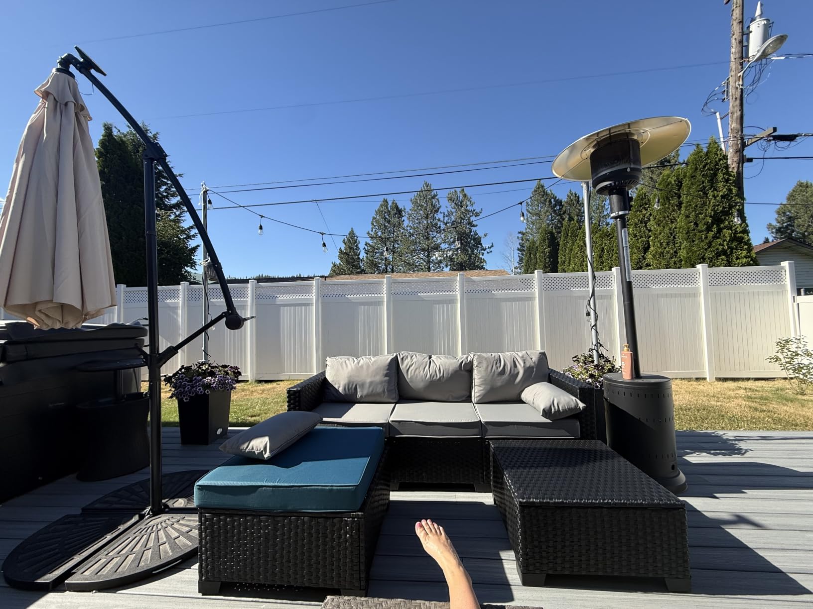 Rattaner 3 Pieces Patio Furniture Set Outdoor Sectional Wicker Patio Furniture Patio Couch with Ottoman and Outdoor Table All-Weather Anti-Slip Cushions Waterproof Covers, Light Grey customer photo 1