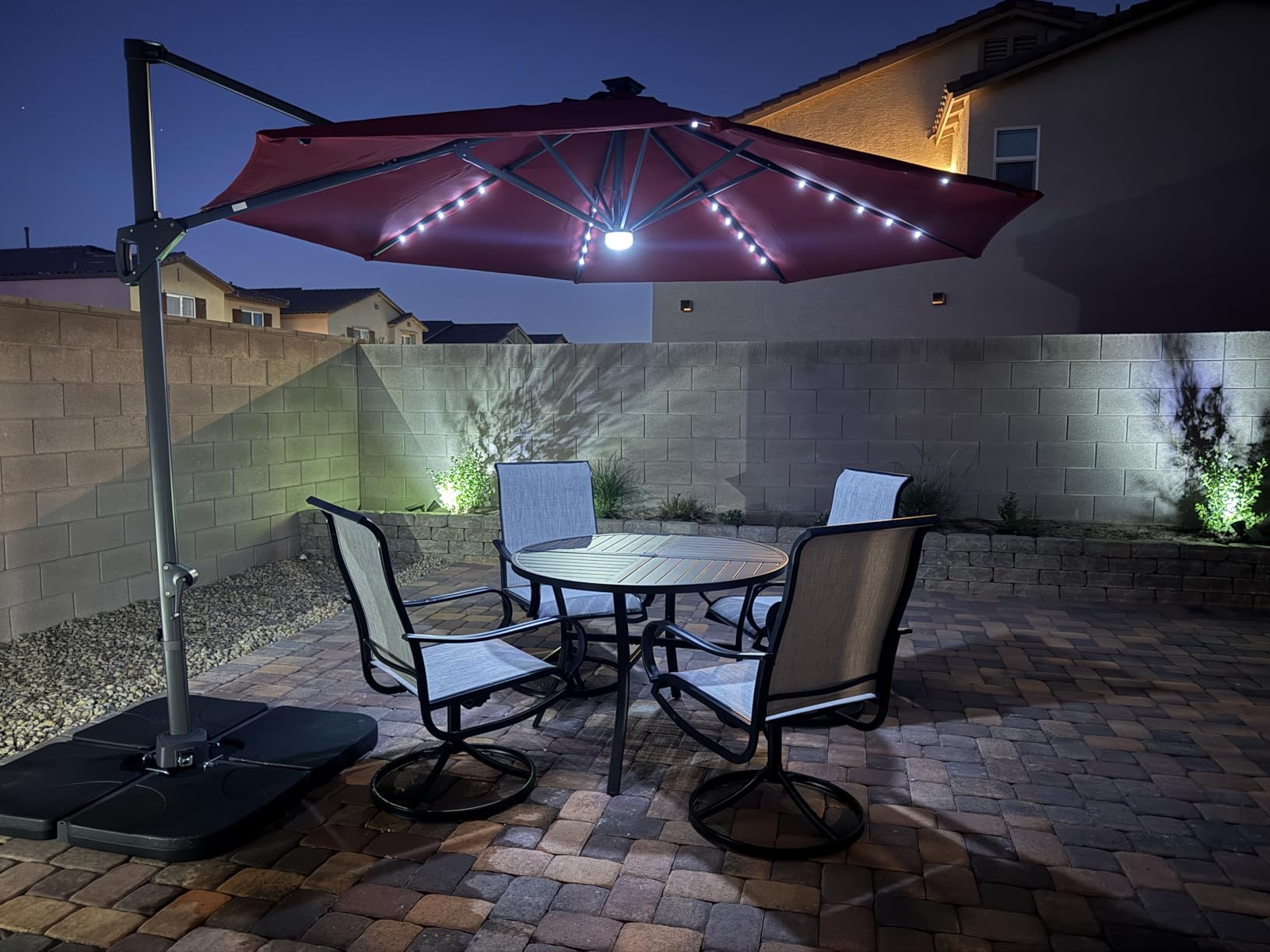 Best Choice Products 10ft Solar LED Cantilever Patio Umbrella, 360-Degree Rotation Hanging Offset Market Outdoor Sun Shade for Backyard, Deck, Poolside w/Lights, Easy Tilt, Cross Base - Seaglass customer photo 2