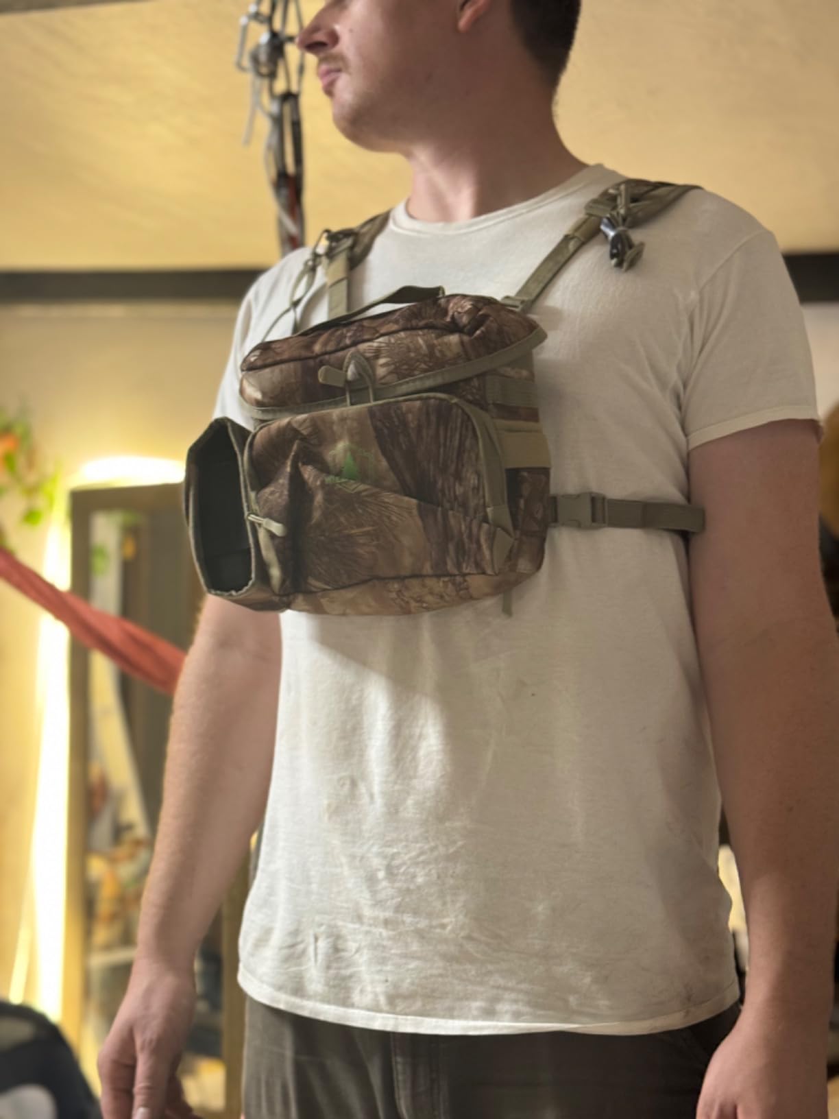 Binocular Harness Chest Pack with Rangefinder Pouch, Bino Harness with Rain Cover for Hunting customer photo 2