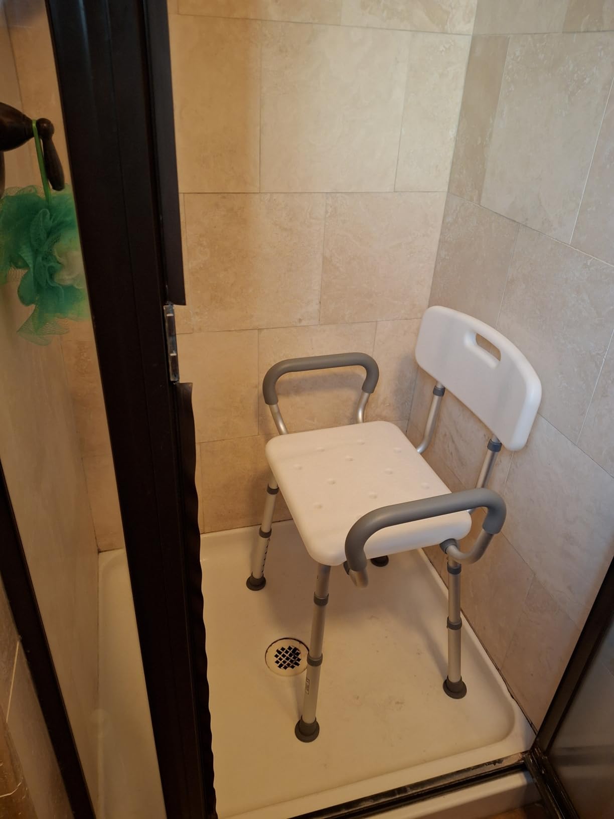 HOMLAND Shower Chair for Inside Shower with Padded Armrests and Back customer photo 2