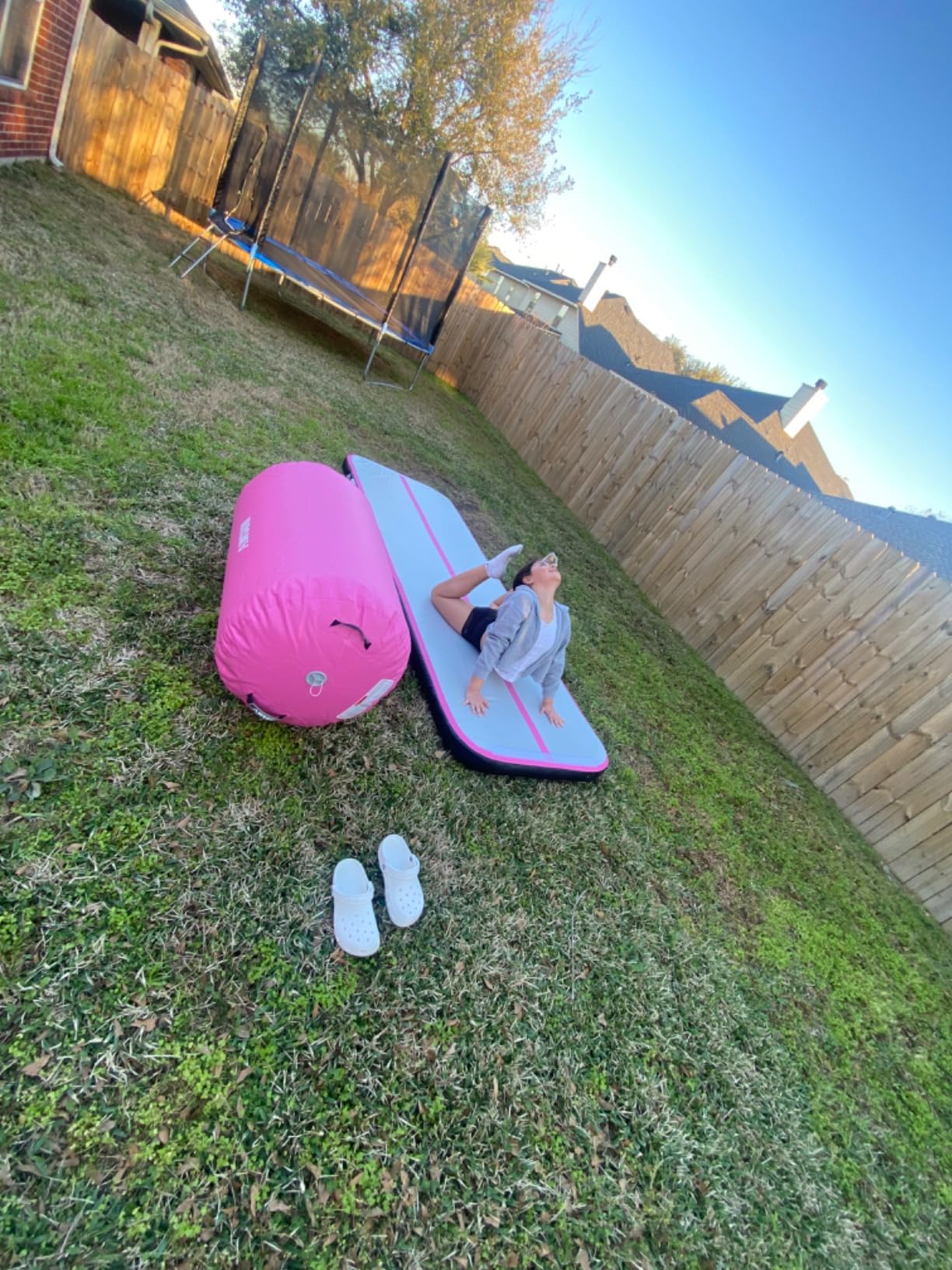 AWSUM Inflatable Gymnastics Mat with Air Roller Barrel Tumbling Equipment customer photo 1