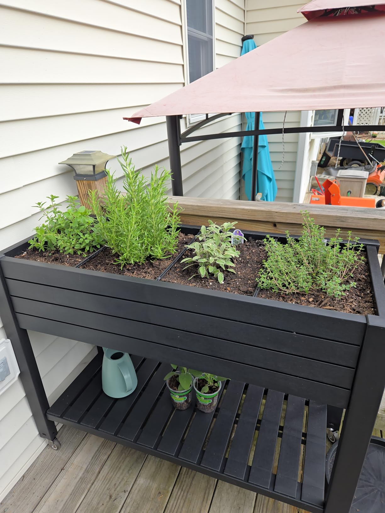 Elevated Raised Garden Bed with Wheels,Outdoor Large Resin Patio Planter Box Stand Divisible with Drain Plug,Water Monitor for Plants Vegetables Flowers Fruits(Ashen) customer photo 1