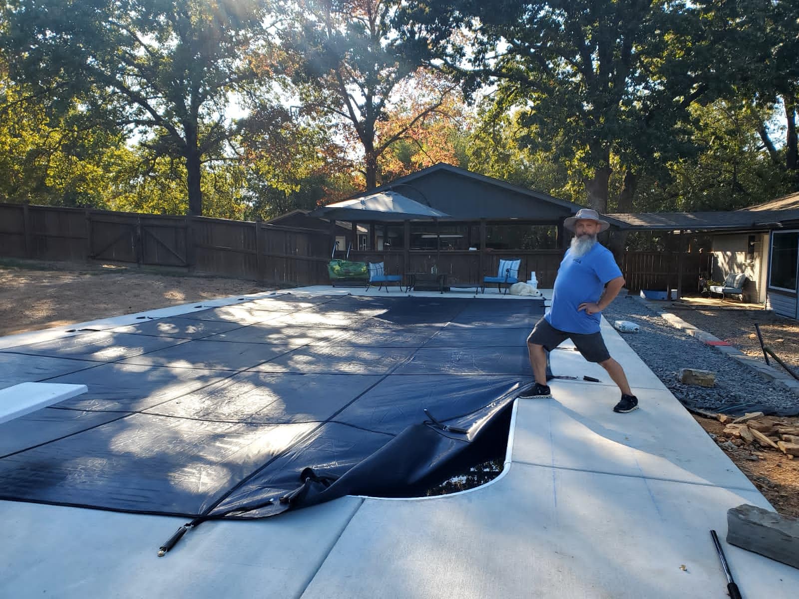 Inground Pool Cover Safety Fits Rectangle Swimming Pool, Mesh Solid Pool Cover for Inground Pools,Winter Pool Safety Cover Includes Safety Net and Installation Tools Blue (Blue, Fits 12x20ft Pools) customer photo 1