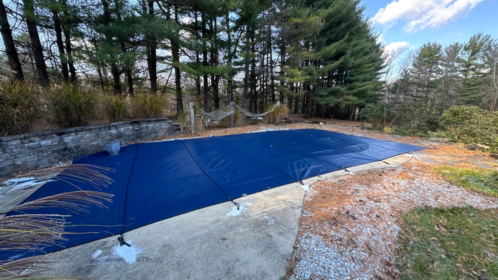Inground Pool Cover Safety Fits Rectangle Swimming Pool, Mesh Solid Pool Cover for Inground Pools,Winter Pool Safety Cover Includes Safety Net and Installation Tools Blue (Blue, Fits 12x20ft Pools) customer photo 2