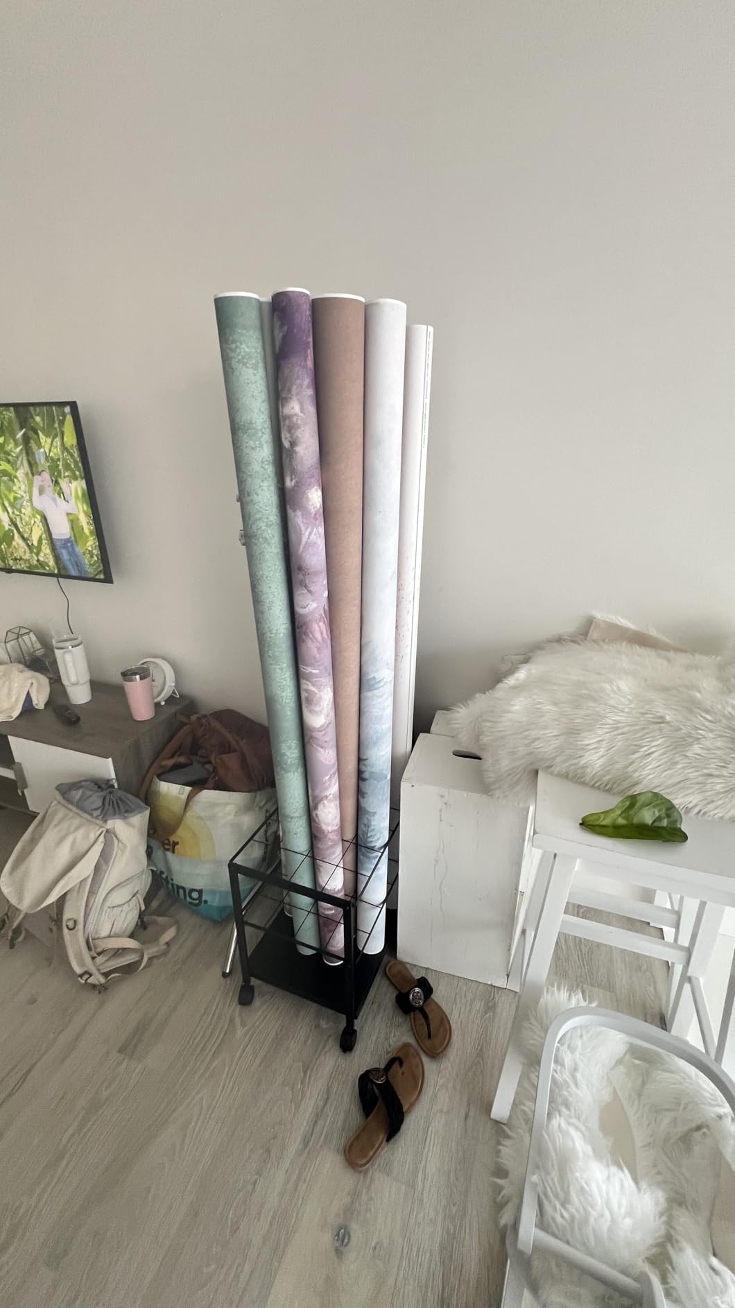 Blueprint Storage Rack Cart - 20 Slots Metal Blueprint Holder with Double-Layer Grids Ensures Secure, Non-Slip Storage, Organizing Posters, Architectural Plans, and Artwork Stably. (20 Slots) customer photo 1