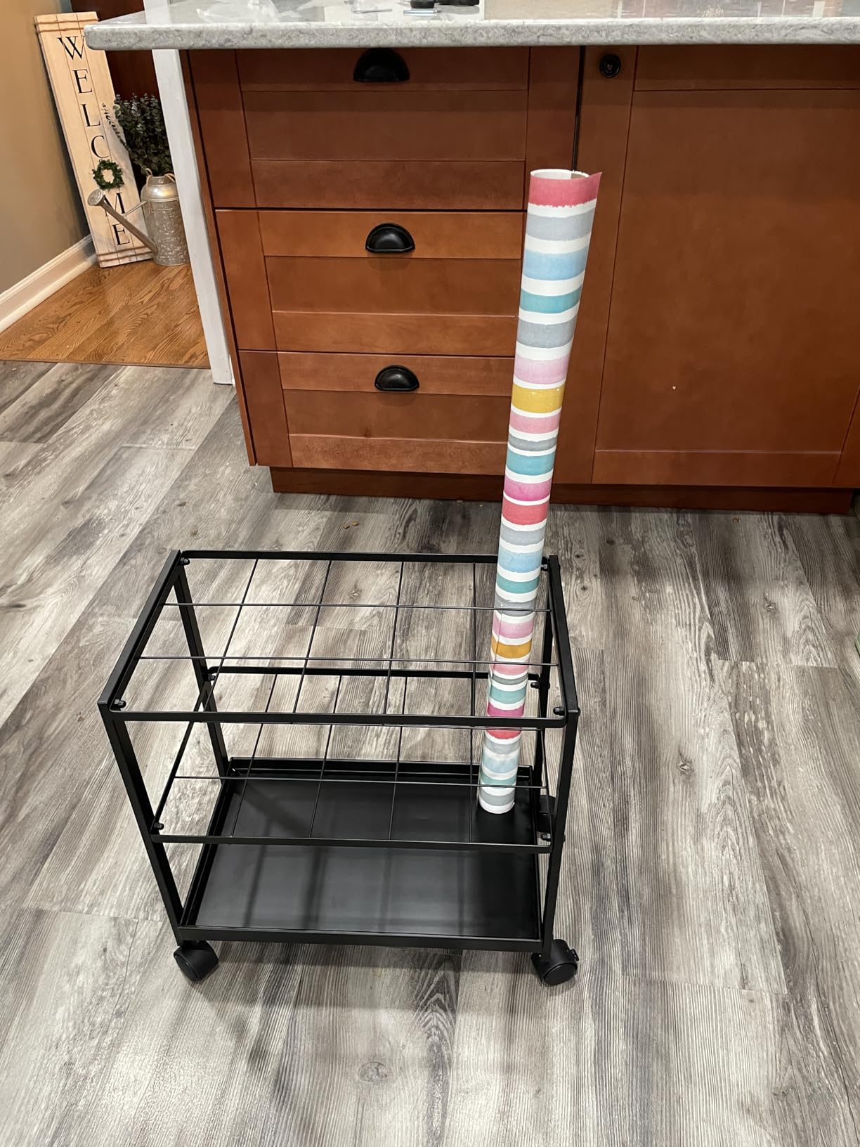 Blueprint Storage Rack Cart - 20 Slots Metal Blueprint Holder with Double-Layer Grids Ensures Secure, Non-Slip Storage, Organizing Posters, Architectural Plans, and Artwork Stably. (20 Slots) customer photo 2