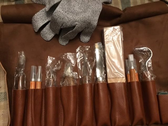 Wood Carving Tools, 15Pcs Wood Carving Kit with PU Storage Bag, Wood Whittling Kit with 6Pcs Whittling Knives & 5 Detail Carving Knives for Adults Wood Carving DIY customer photo 1