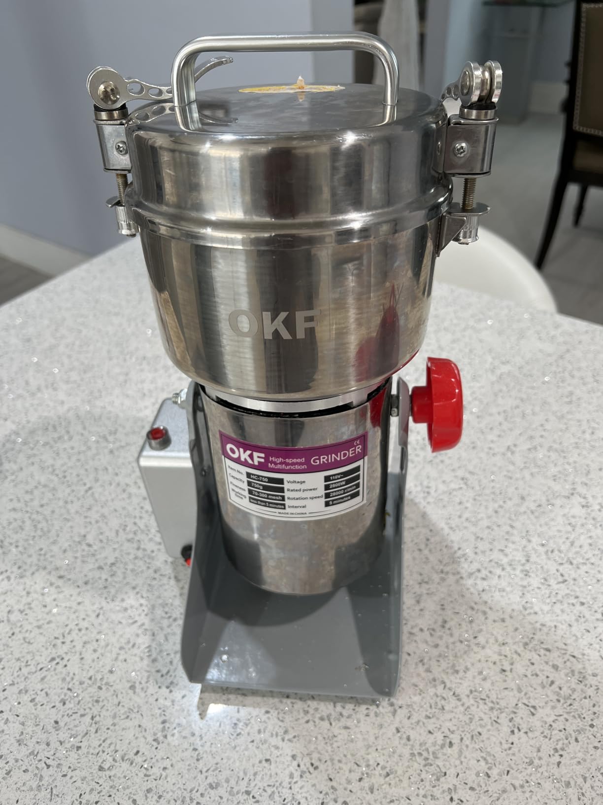 1000g Grain Mill, 304 Stainless Steel Spice Grinder, 3000W High-speed Commercial Flour Mill, Superfine Flour Mill Grinder for Home, Grain Mill for Flour customer photo 1