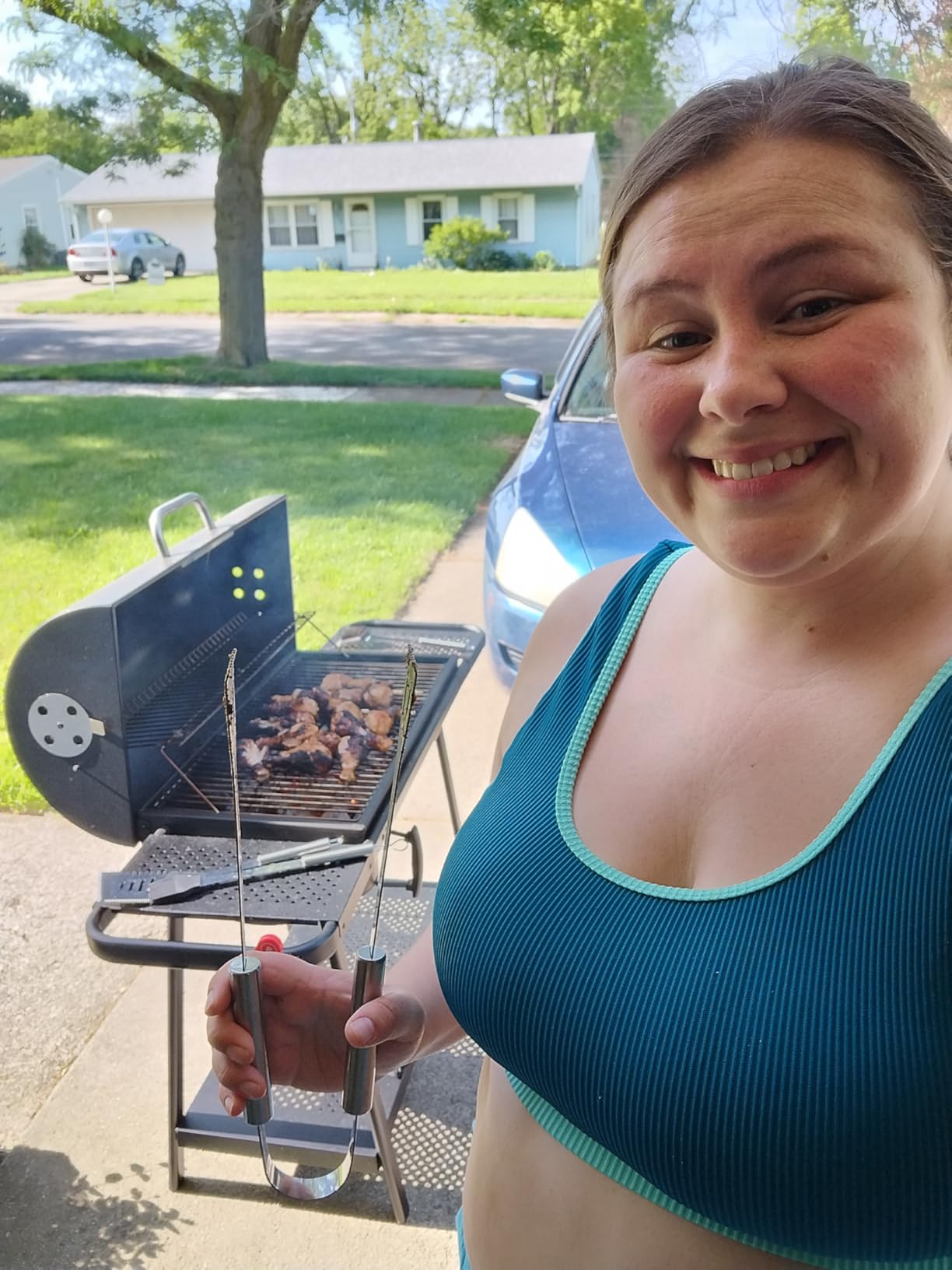 Realcook Charcoal Grills with Offest Smoker: Spacious Barrel Charcoal Grill customer photo 1