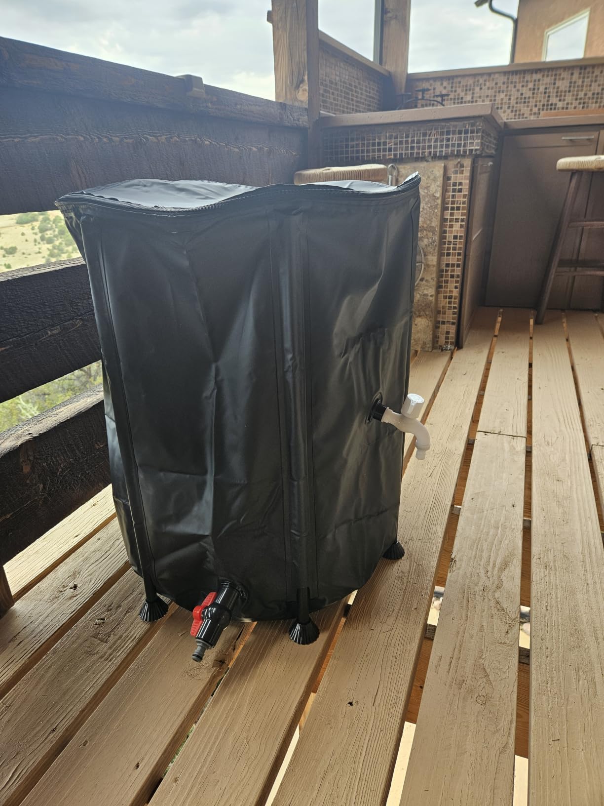 Collapsible Rain Barrel Water Storage Containers-53 Gallon Portable Rainwater Collect System Water Tank to Collect Rainwater from Gutter Downspout Water Catcher with Spigots,Filter＆Overflow Kits customer photo 2