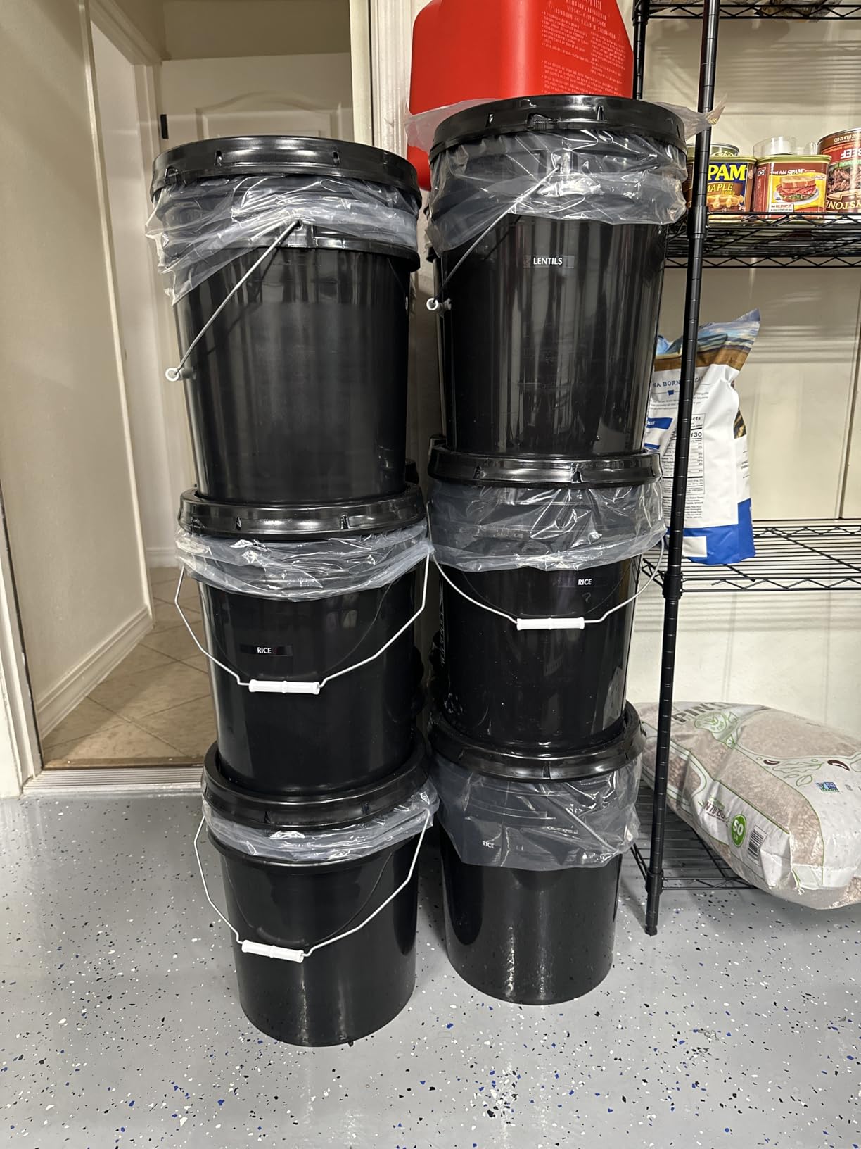 MKS Plastics 5-Gallon Bucket with Airtight Lid – Made in USA, Food Grade BPA Free Plastic, Heavy Duty Multi-Use, Metal Handle with Grip, Stackable Storage – Black, 6 Pack customer photo 1