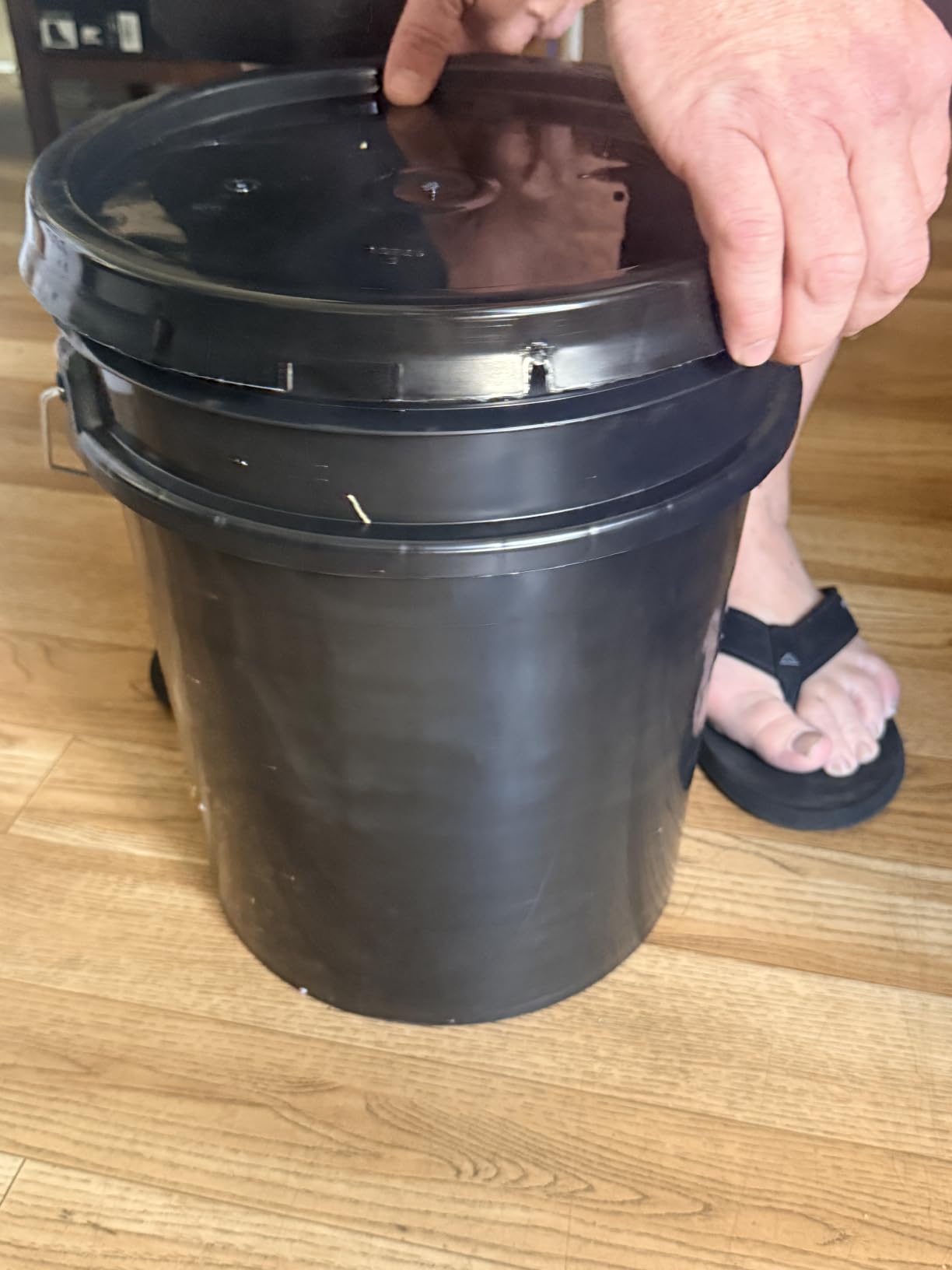 MKS Plastics 5-Gallon Bucket with Airtight Lid – Made in USA, Food Grade BPA Free Plastic, Heavy Duty Multi-Use, Metal Handle with Grip, Stackable Storage – Black, 6 Pack customer photo 2