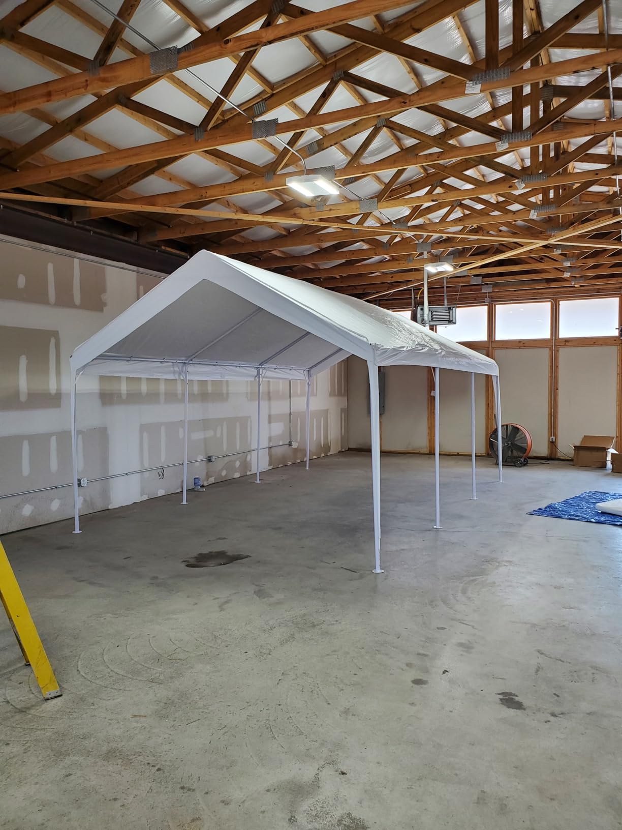 Portable Paint Booth 20x12.5x10ft Heavy Duty Rainproof Spray Shelter with 8pcs Roll Up Mesh Windows Portable Garage Spray Tent for Cars, Auto Parts, Furniture Painting (White) customer photo 2