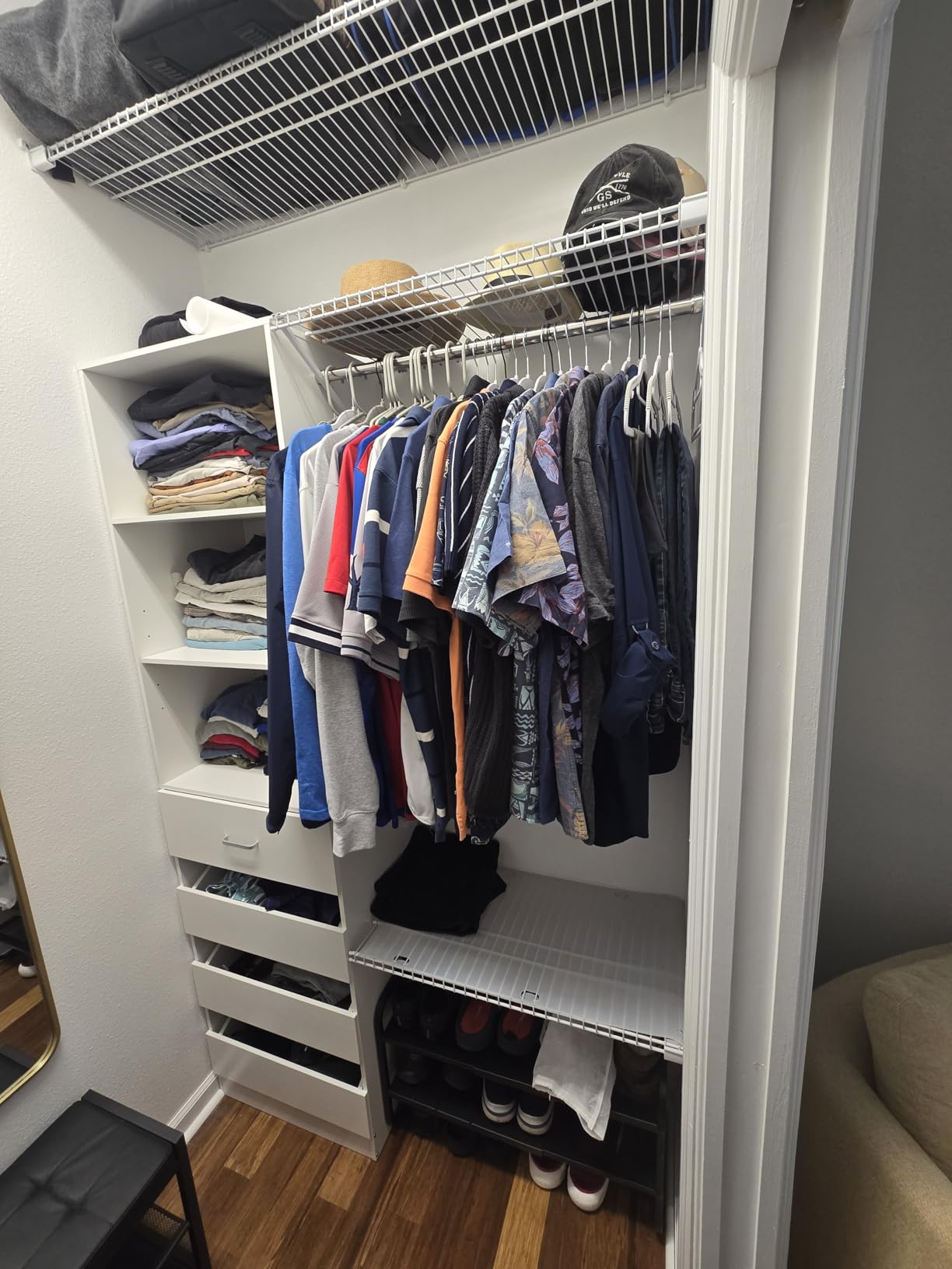 Aheaplus Closet System, 6-15Ft Closet Organizer with 8 Wooden Drawers,White customer photo 1