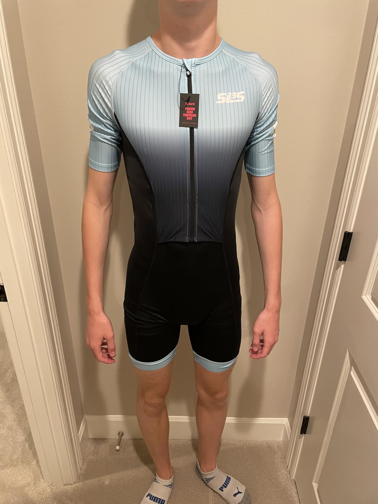Triathlon Suits Mens - Elite Aero Sleeved Trisuit for Swim Bike Run | Full Zip Tri Suit Men with Rapid-Dry Performance Fabric, Low-Profile Italian Chamois, Aero Sleeves, Internal & Rear Pockets customer photo 2