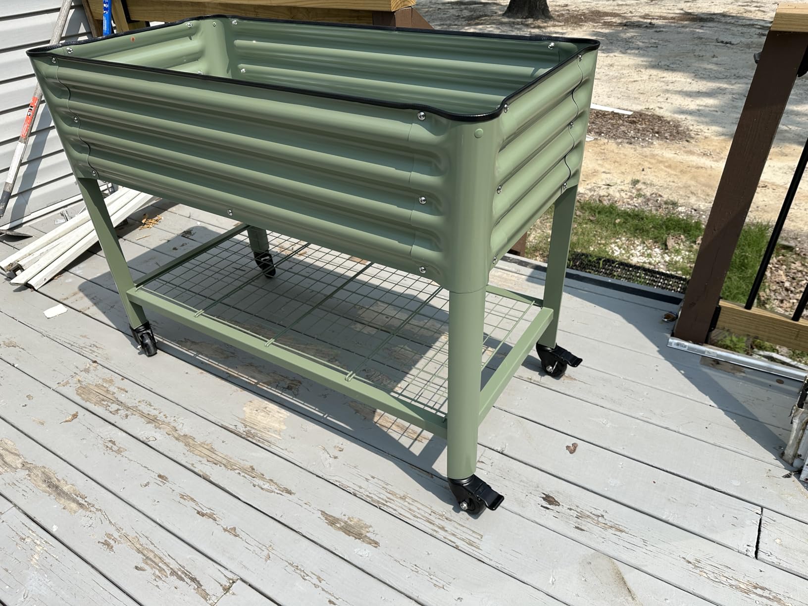 Vego garden Rolling Elevated Raised Garden Bed, 2' x 4' Outdoor Planters Boxes with Legs & Storage Rack for Patio, 700 Lbs Weight Capacity, Raised Beds for Gardening, Olive Green customer photo 2
