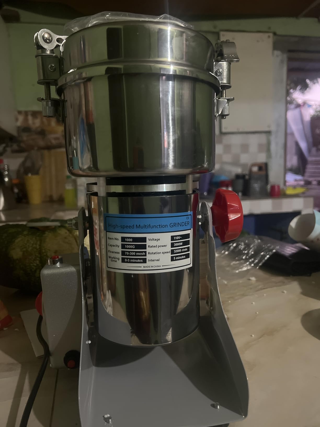 3000W Grain Mill- 32000 RPM High-Speed 1000g Electric Stainless Steel flour mill with 270° Swing Grinding for Grains, Millet, Spices & Coffee - Ideal for Kitchen and Commercial Use customer photo 2