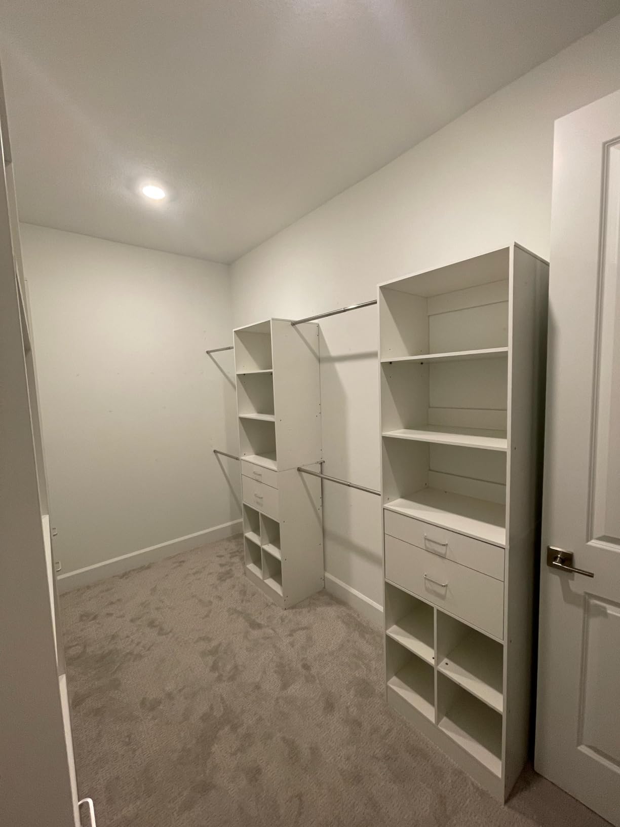 Besiost Closet System, 4-8 FT Closet Organizer Tower with 2 Wooden Drawers and 5 Hanging Rods, Can Fit 60 to 96 inch Walk-in Closet System, White customer photo 2