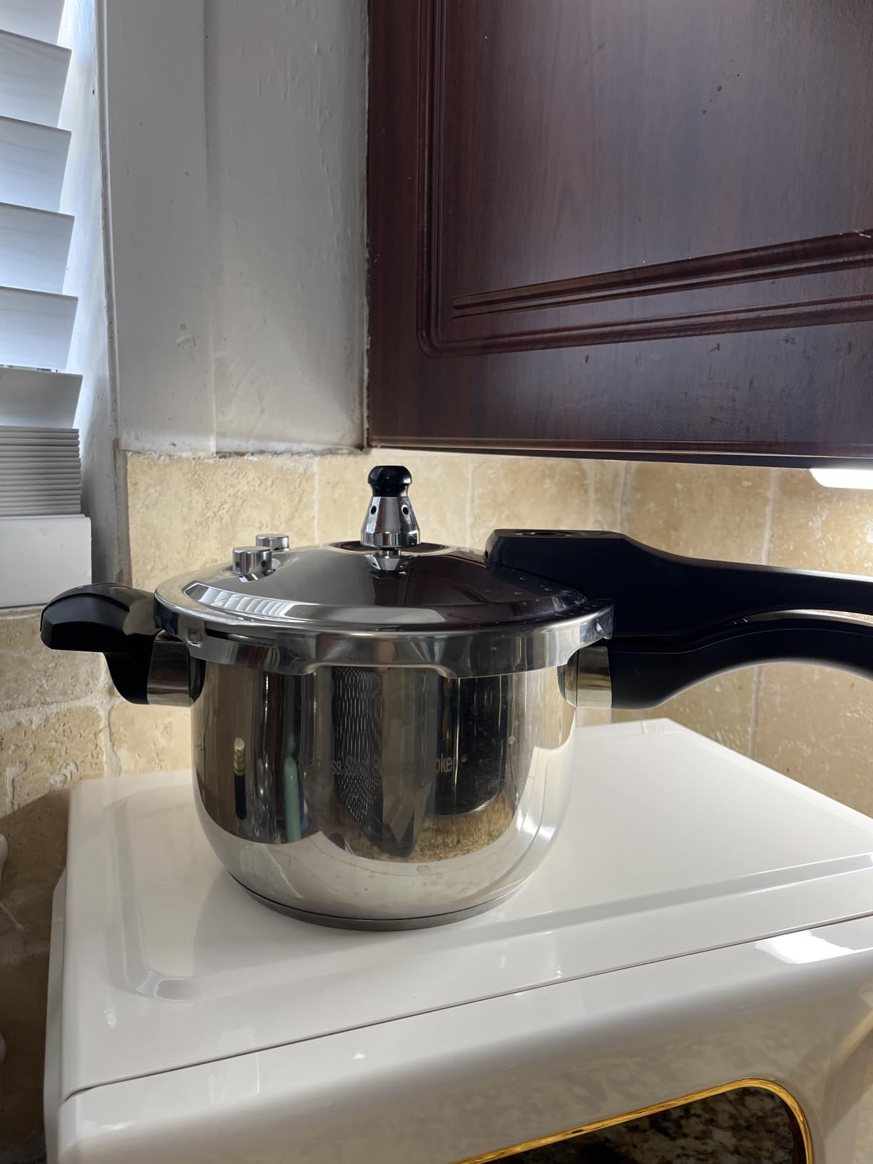Stainless Steel Pressure Cooker 12 quart Peterboo Induction Compatible Thickened Pressure Cooker with Spring Valve Safeguard Devices, Compatible with Gas & Induction Cooker 8-12 people Use customer photo 2