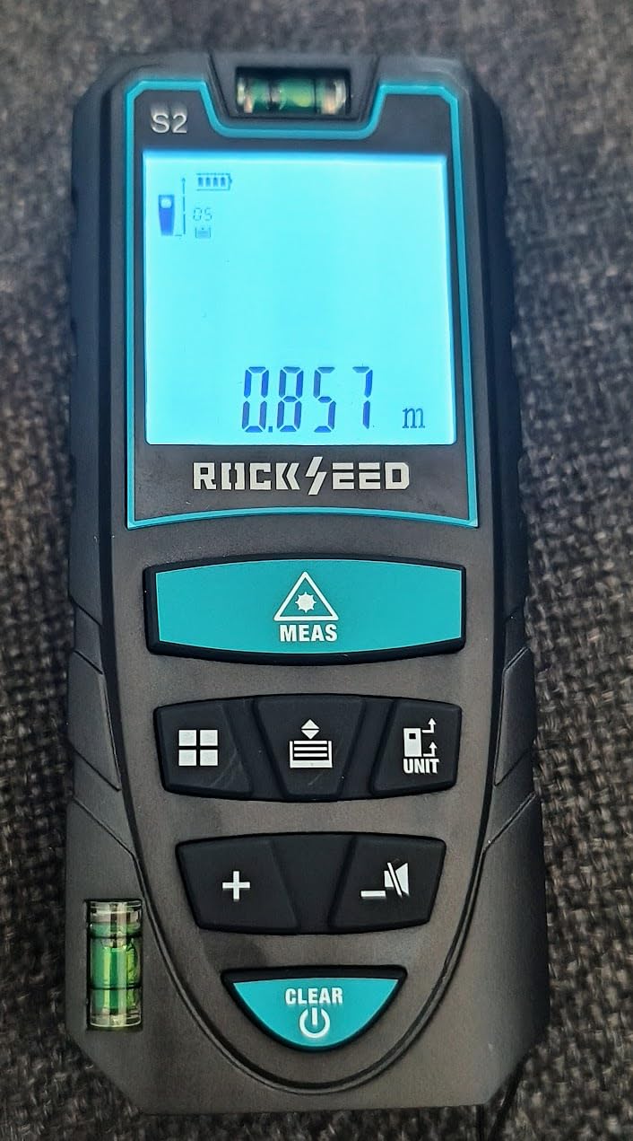 Laser Measure,RockSeed Digital Laser Distance Meter with 2 Bubble Levels,Portable M/in/Ft Unit Switching Backlit LCD and Measuring Distance/Area/Volume/Pythagorean customer photo 2