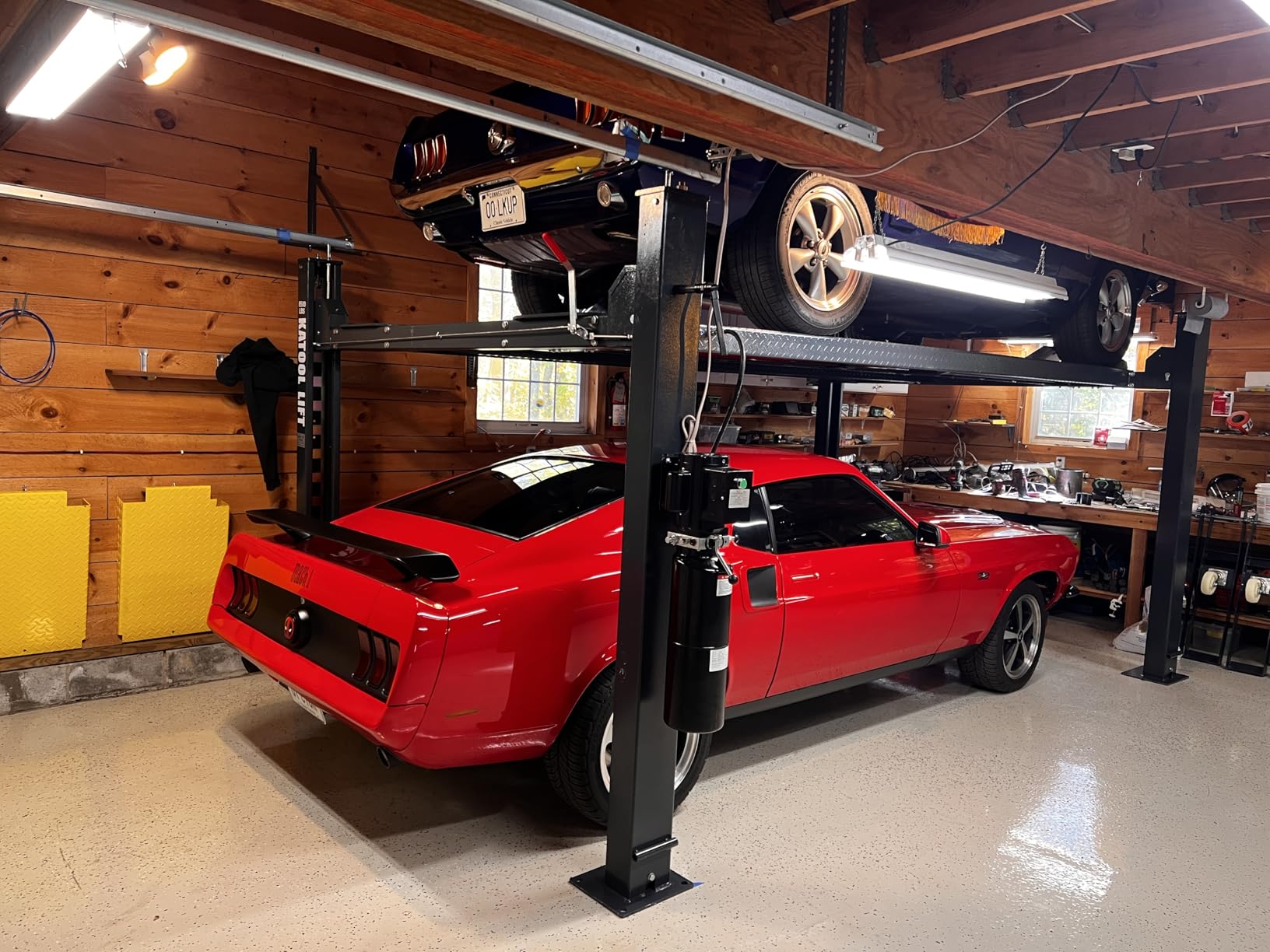 KT-4H950 110V 3.0HP Four Post Lift Car Truck Parking Hoist Aluminum Plate with Casters and 9500Lbs Lifting Capacity，Max Lifting Height 84.5 Inch Extra Wide 113 Inch customer photo 2