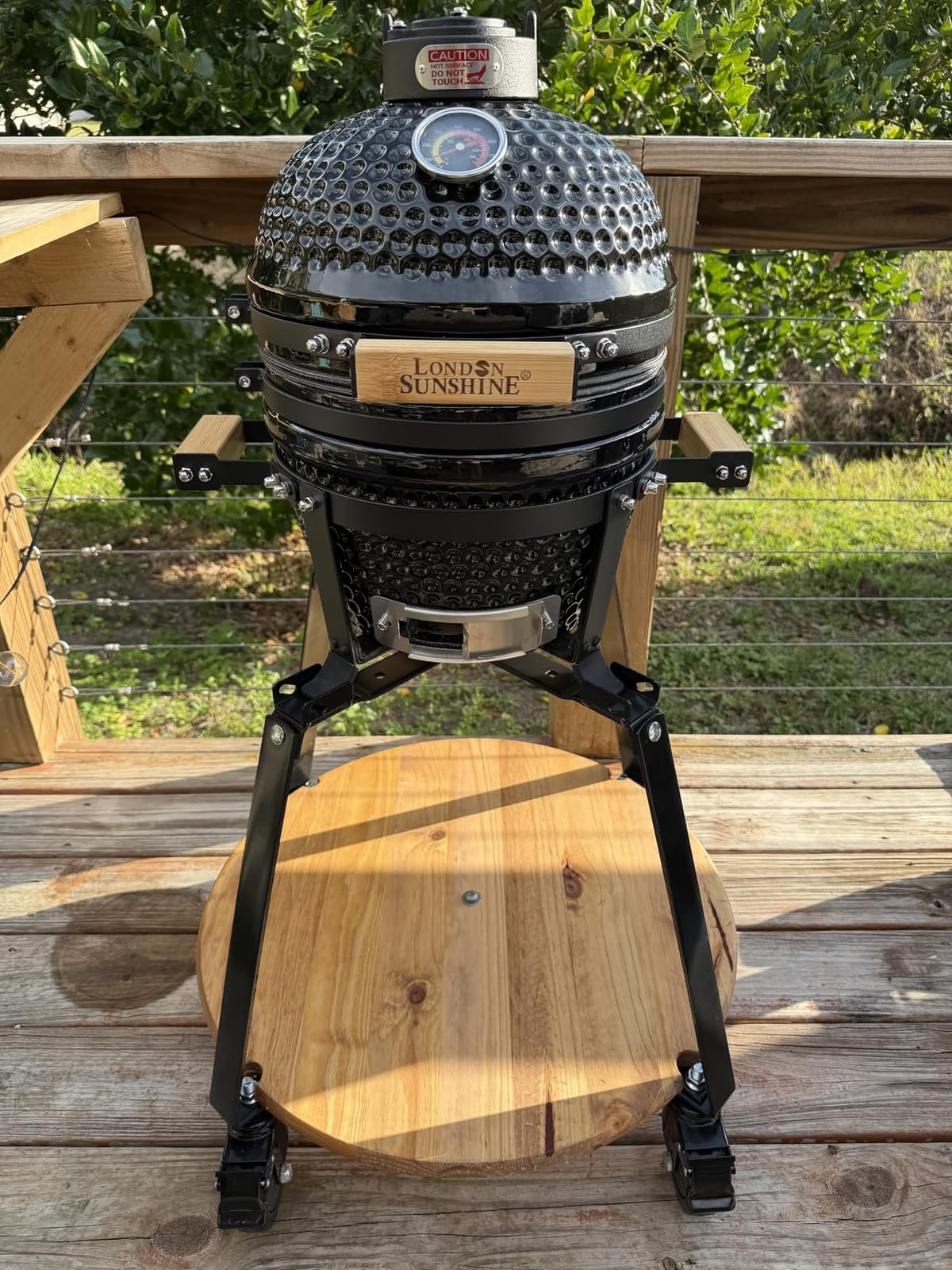 London Sunshine 13-Inch Ceramic Kamado Grill, Waterproof Vent Cap, Orange customer photo 2