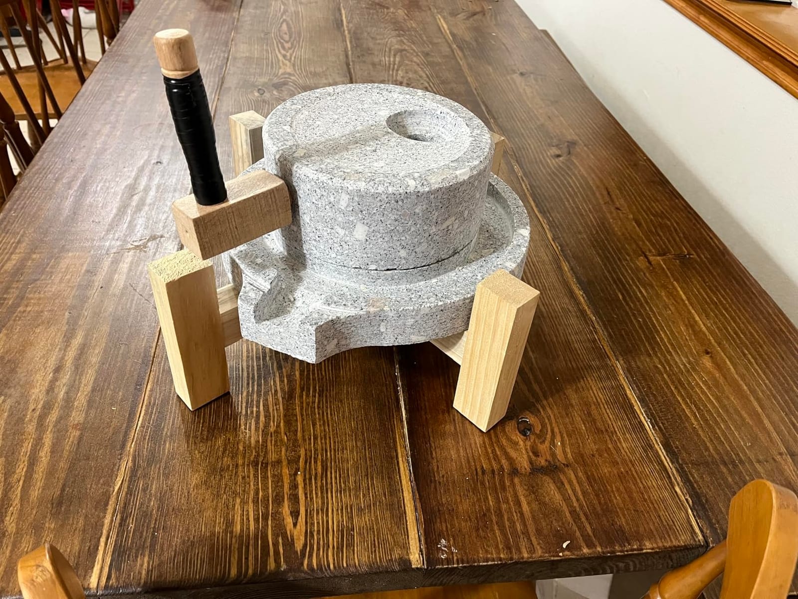 Natural Granite Stone Grain Mill Grinder with Wooden Stand customer photo 1