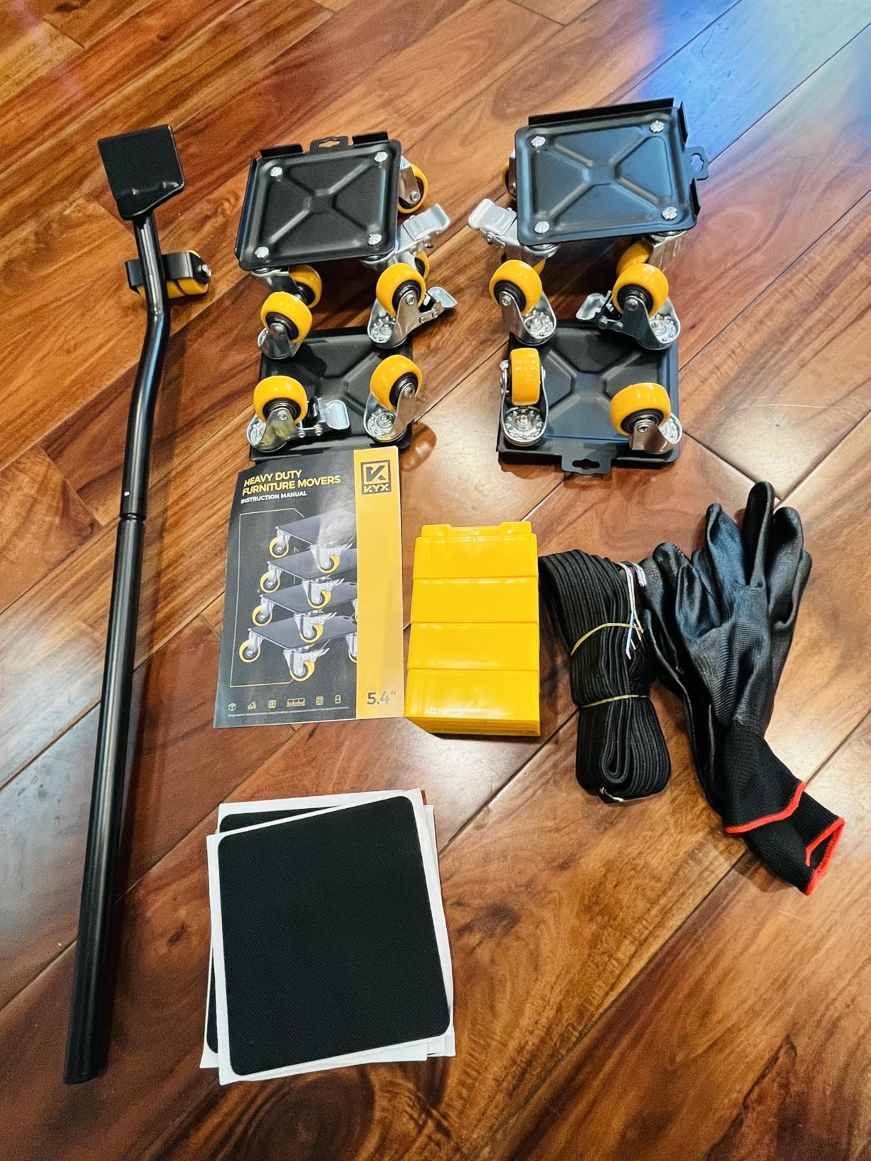 KYX Furniture Dolly, Furniture Movers with 5 Wheels,Carbon Steel Panel Heavy Duty Dolly, Furniture Lifter with 360° Rotatable Silent Floor-Friendly Universal Wheels, Max Load 4000LBS (6.9x6.9 in) customer photo 2