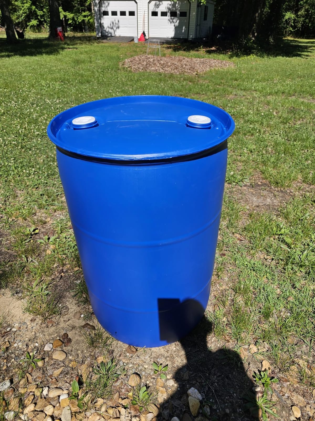 Bushman 55 Gallon Plastic Drum, Stackable Industrial Storage Barrel, Blue customer photo 1