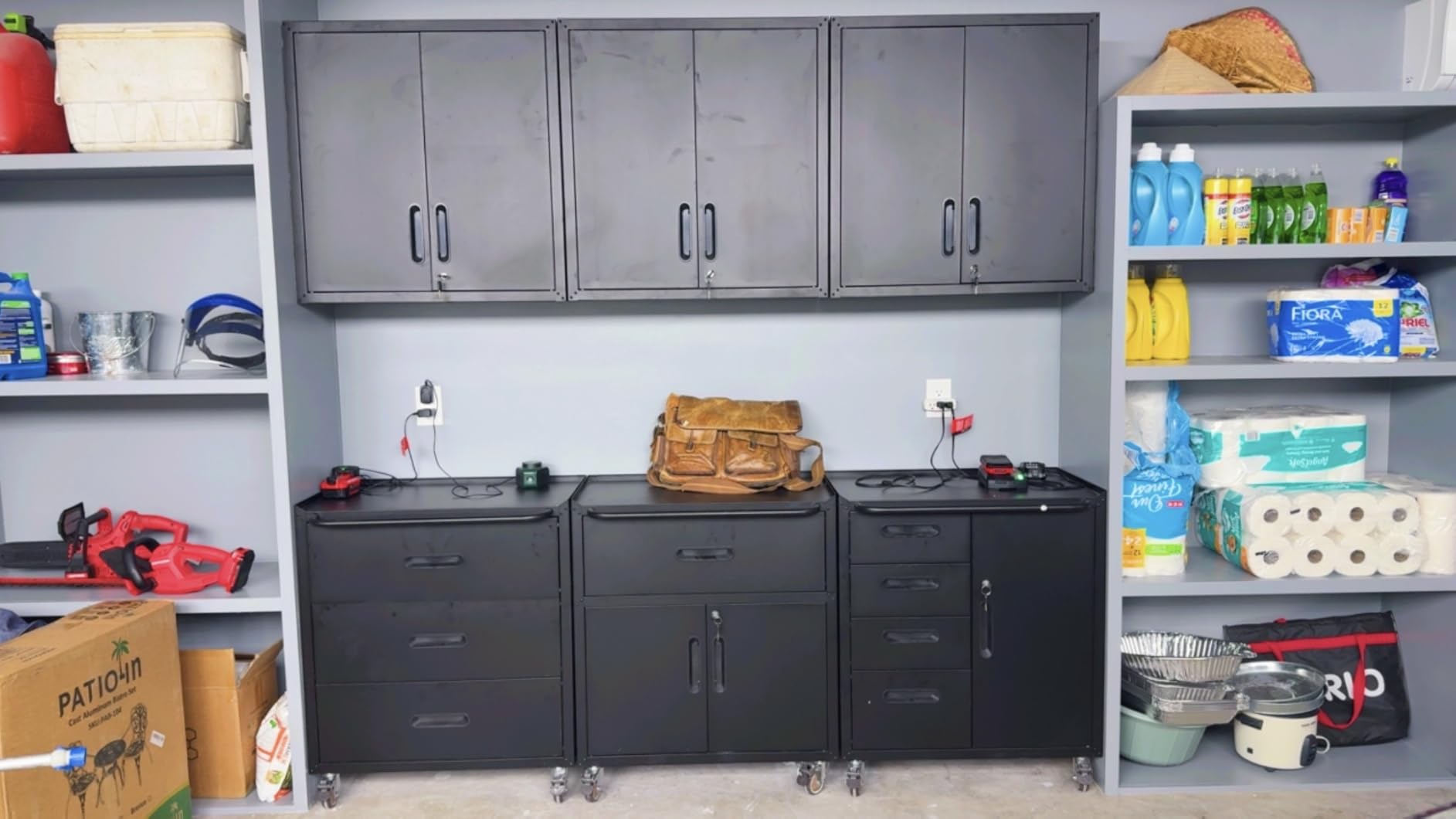 Garage Storage Cabinet System 6pcs Heavy Duty Workshop Set Wall Cabinet Lockable Rolling Tool Cabinets with Adjustable Shelves Metal Garage Storage Cabinets customer photo 2