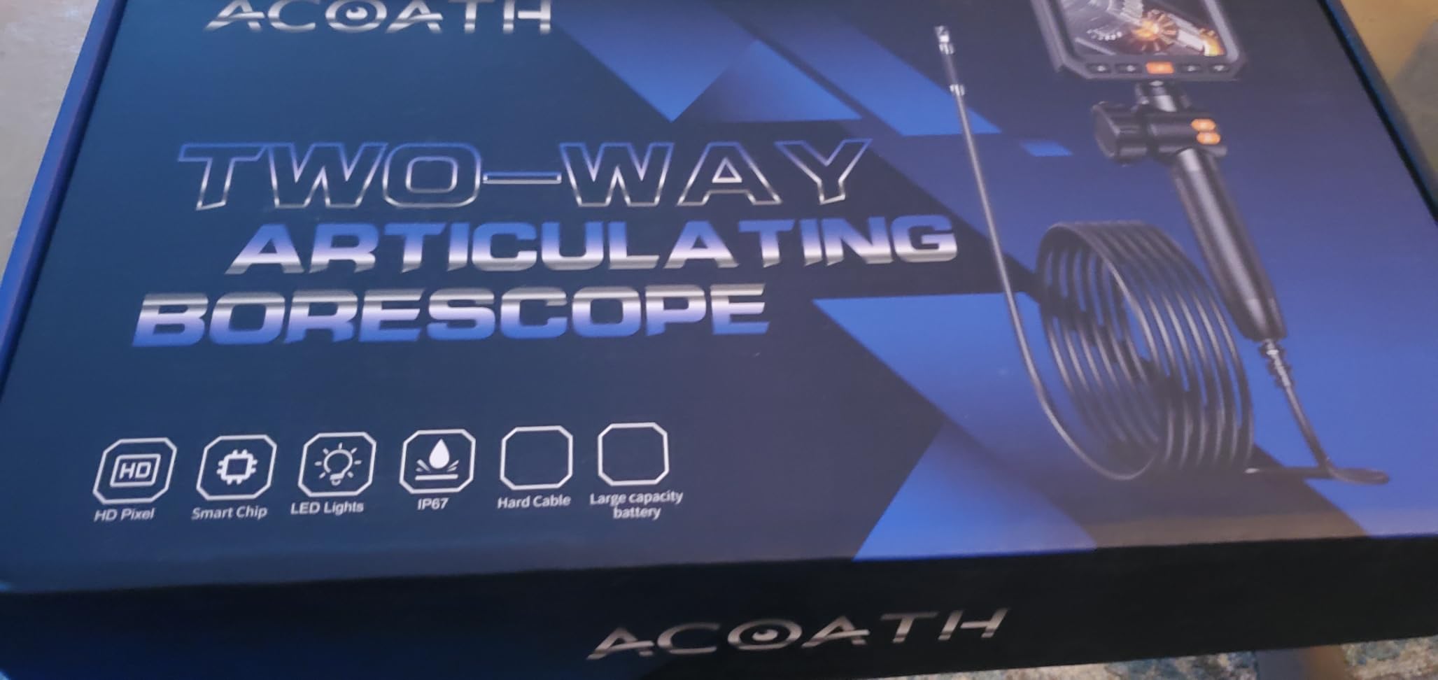 Acoath Two-Way Articulating Borescope, Endoscope Camera with Light, Dual-Lens 1080P Industrial Inspection Camera, 4.3