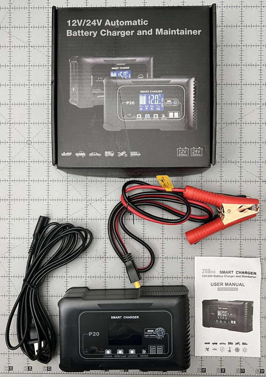 Car Battery Charger 0-20A, 12V/24V Battery Maintainer Trickle Charger customer photo 2
