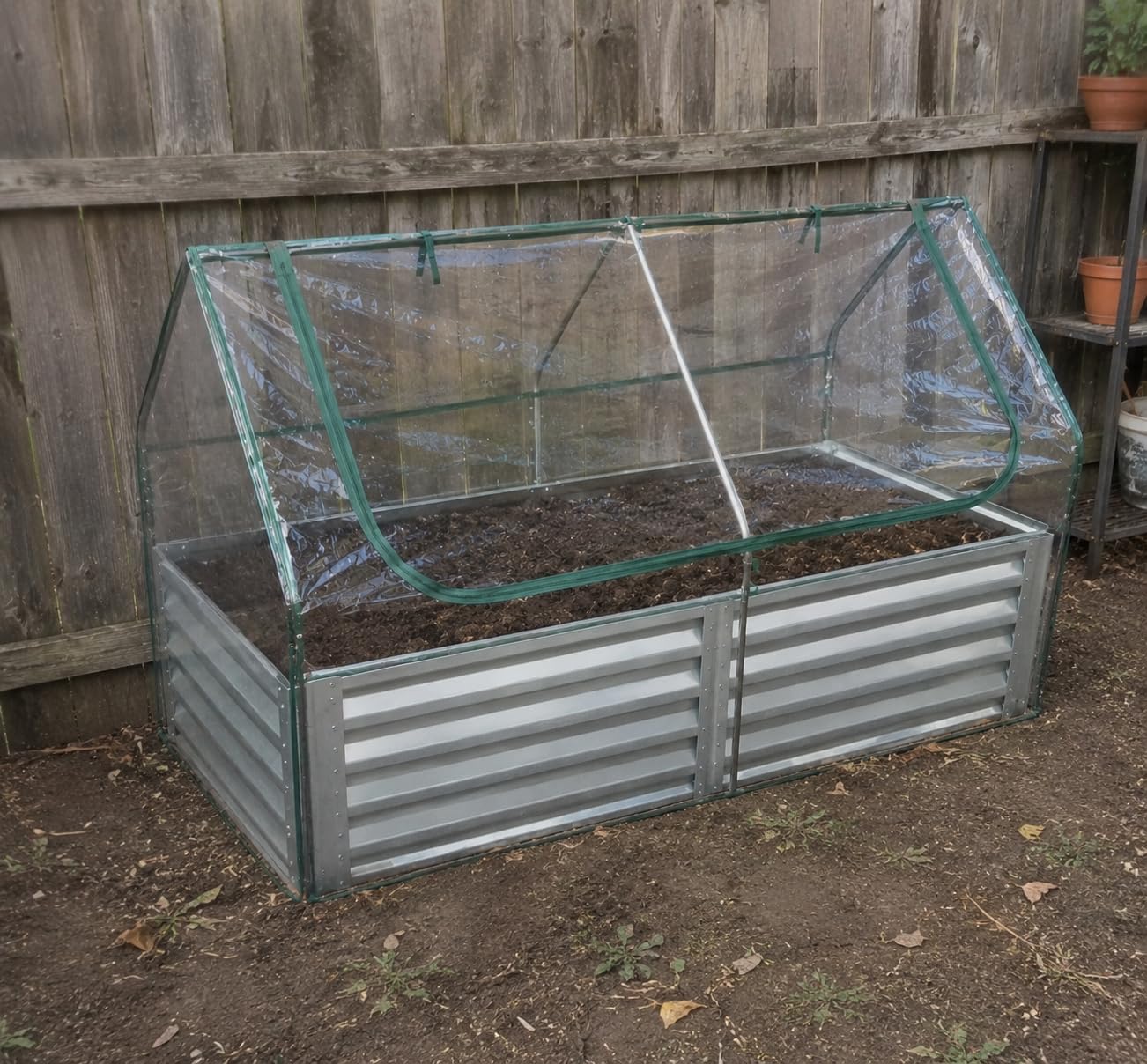 DUMOS Galvanized Raised Garden Bed with Cover, Clear, 8x4x1ft customer photo 2