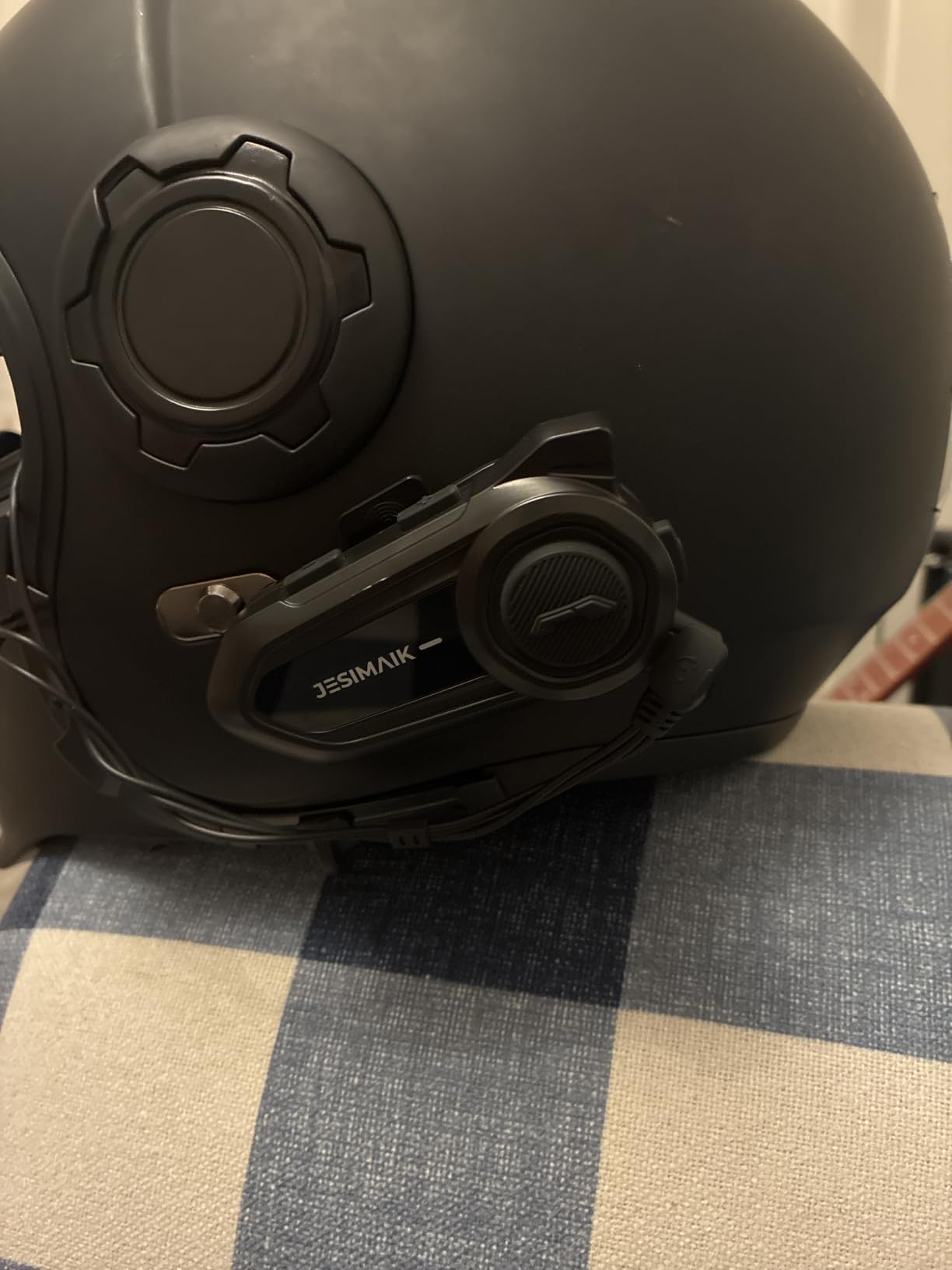 JESIMAIK Motorcycle Bluetooth Headset, 2 Way Helmet Intercom Communication System, CVC8.0 Noise Cancellation Motorcycle Intercom with 2 Mics & 40mm Speaker, Music Sharing, IP67 Waterproof, FM Radio (2Pack) customer photo 1