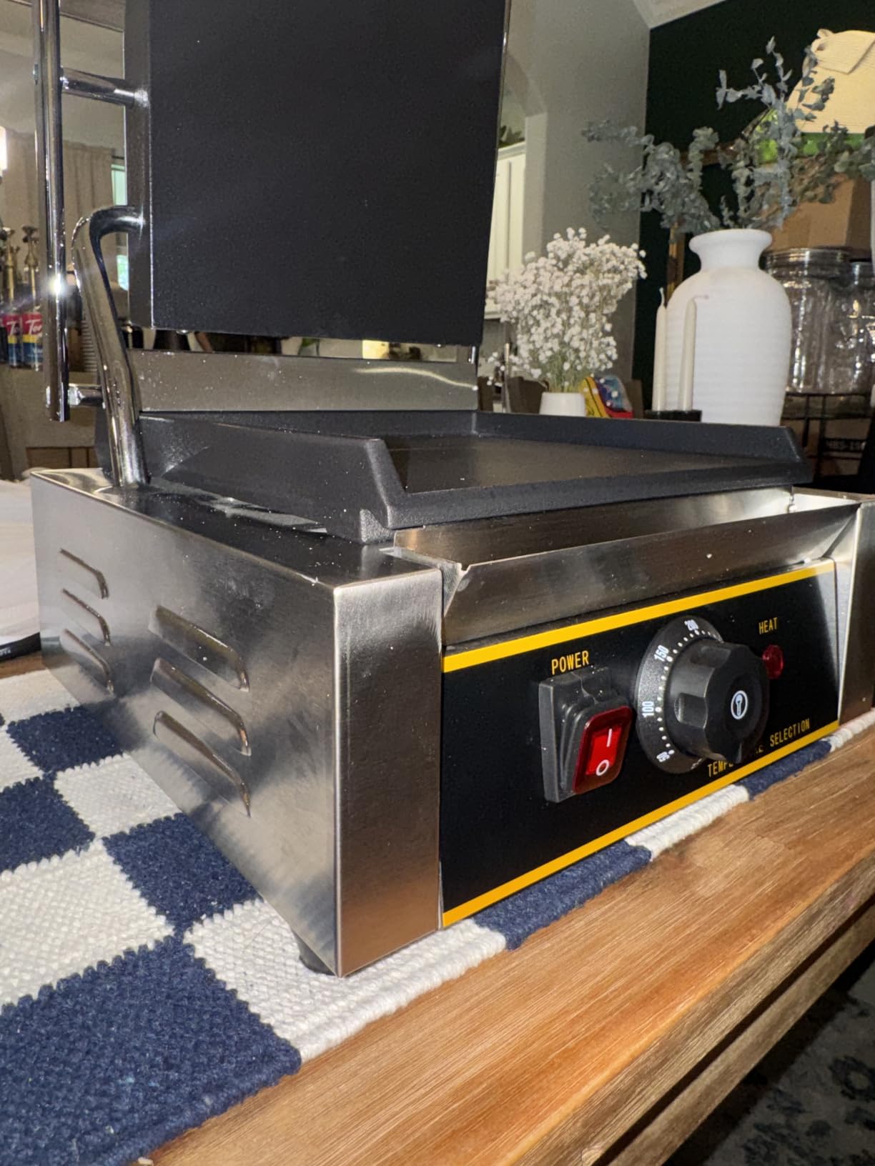 Commercial Panini Press - 2200W Electric Panini Sandwich Grill w/Nonstick Coating & Adjustable Temp, Stainless Steel, Panini Grill Press w/14