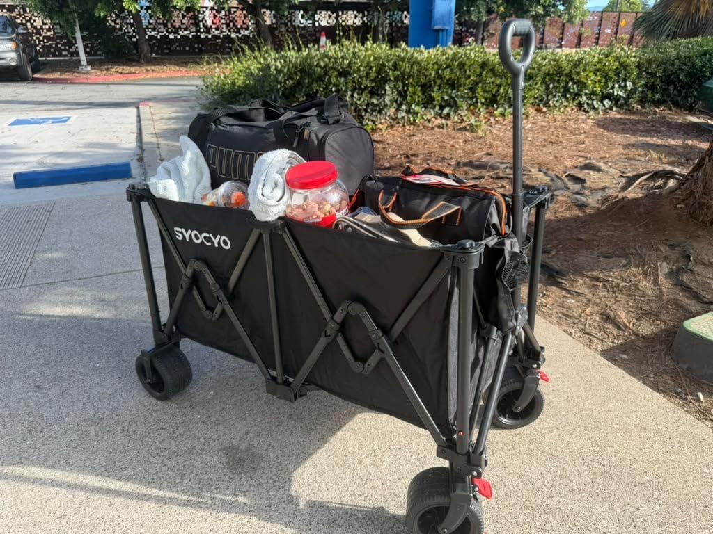 Beach Wagon Carts Foldable 580LBS Collapsible Wagon with Big All-Terrain Wheels for Sand 340L Heavy Duty Utility Carts with Cup Holders for Garden, Camping, Grocery, Black customer photo 1