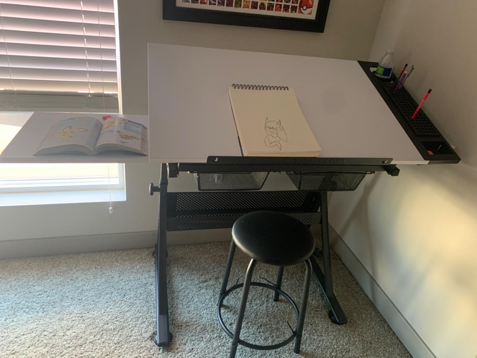 Studio Designs Fusion Drafting Table with Integrated LED Light Pad, Height & Angle Adjustable Tempered Glass Light Table, Artograph Light Pad, Storage Drawers & Side Shelf customer photo 1