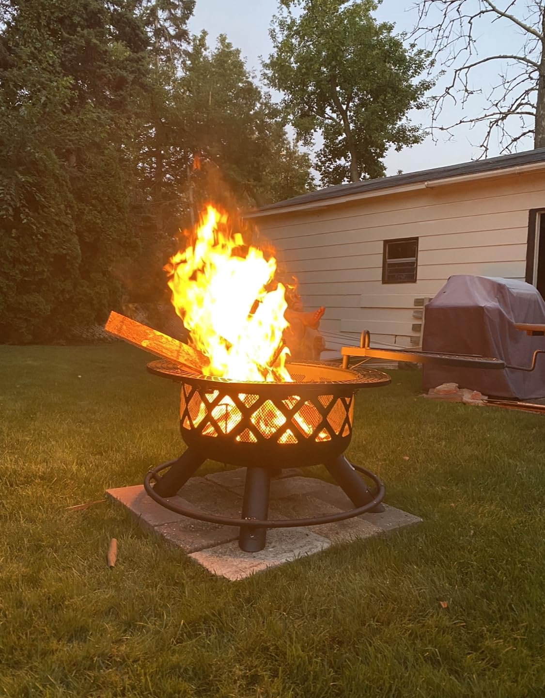 Outdoor Fire Pits for Outside Wood Burning Fire Pit with Cooking Grill customer photo 1