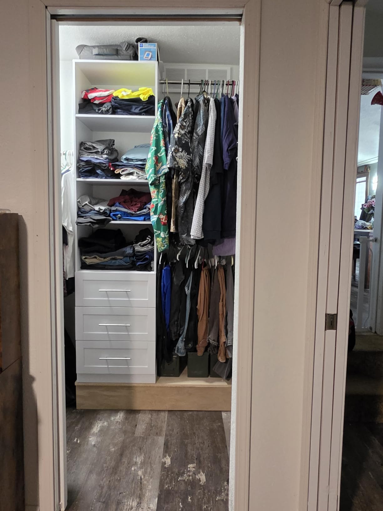 Closet System with 6 Drawers & Mirror, 4-12FT Closet Organizer System with 6 Shelves, 5 Hanging Rods & Light, Modular Custom Closet System Kit for Walk in Closet, 2 Sets, White customer photo 2