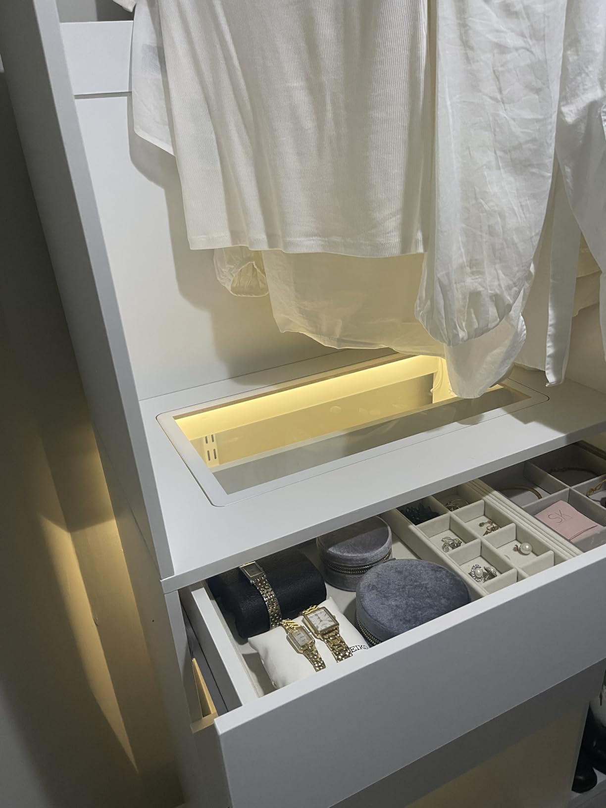 100'' Closet System with 4 Hanging Rods & LED Lights, 2-8 FT Wood Closet Organizer Systems with 5 Shelves, 6 Height Adjustable, Walk-in Closet Organizer Wardrobe Clothes Rack, Garment Rack, White customer photo 2