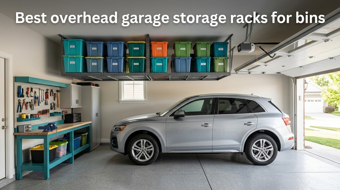 Best overhead garage storage racks for bins