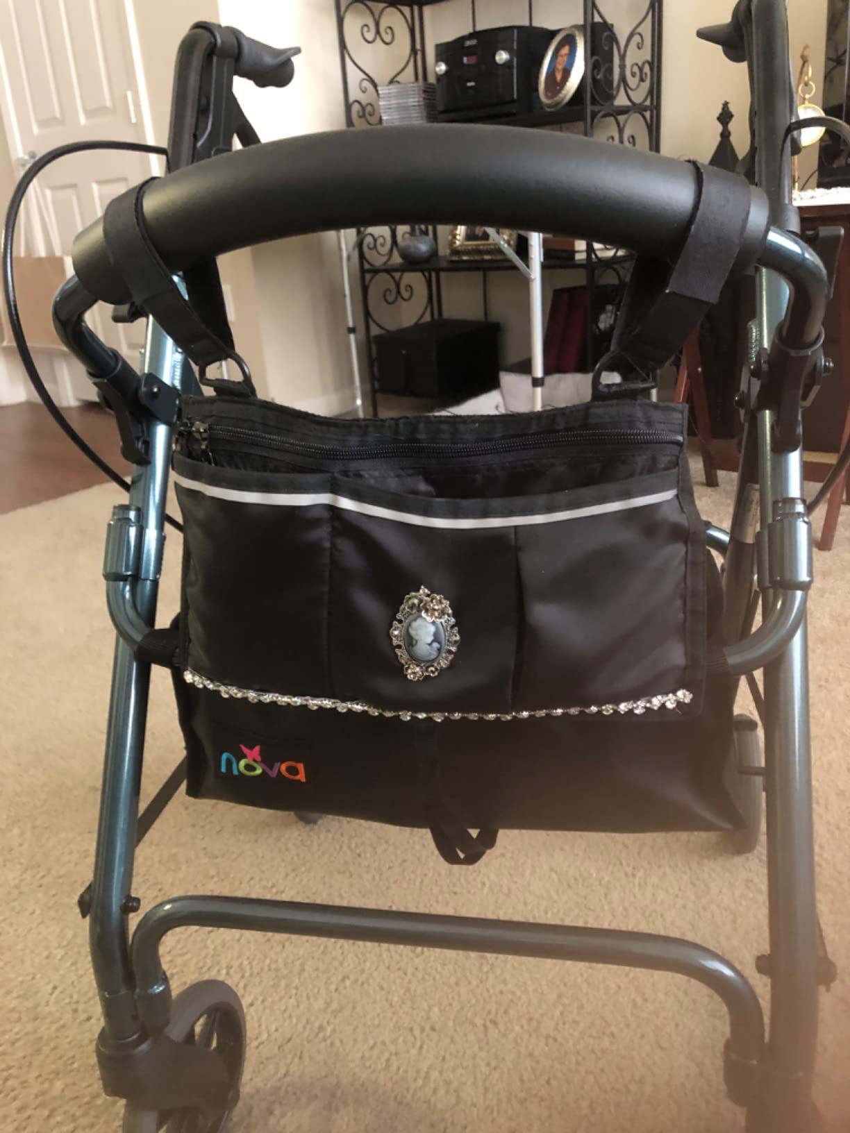 NOVA GetGo Petite Narrow Rollator Walker for Seniors, Lightweight Folding Rolling Walker with Seat, Lock N Load for Easy Transport & Storage, Adjustable Fit 4'10